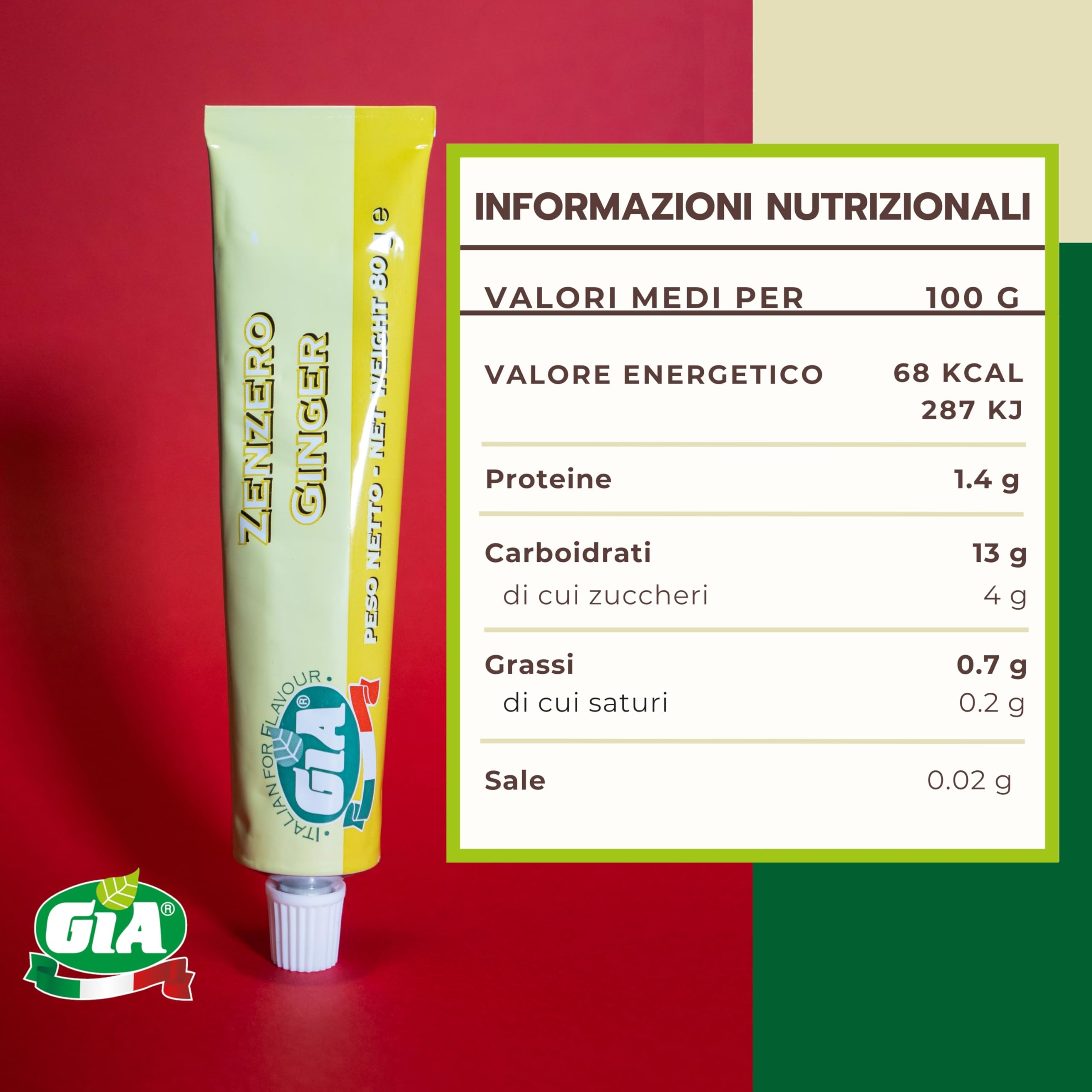 GIA Zenzero in Pasta, 12 Tubetti da 80g - Senza Glutine