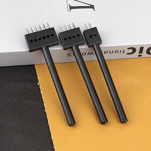 Miniatura 6 de Rongon Herramientas de cuero, perforadora de cuero para costura de cuero, perforadora de 246 puntas, herramienta de perforación de agujero redondo