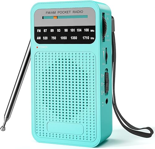 Radio portátil AM FM, radio transistor Goodes con altavoz, conector para auriculares, radio a batería 2AA para recepción de largo alcance, radio de