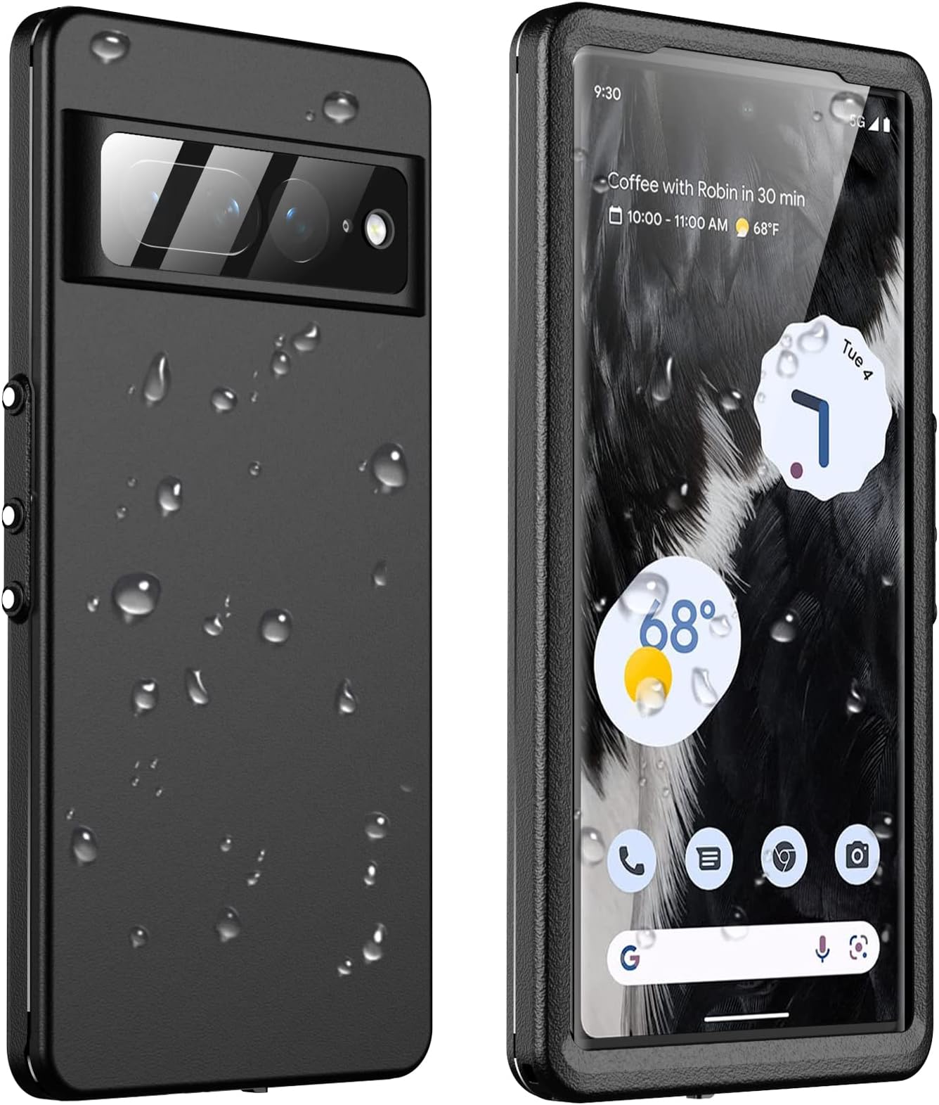 GOLDJU for Pixel 7 Pro Case, [IP68 Waterproof] Case [Dustproof] with [Built-in Screen Protector], [10FT Military Fully Body Shockproof] Phone Case for Google Pixel 7 Pro (2022), Black