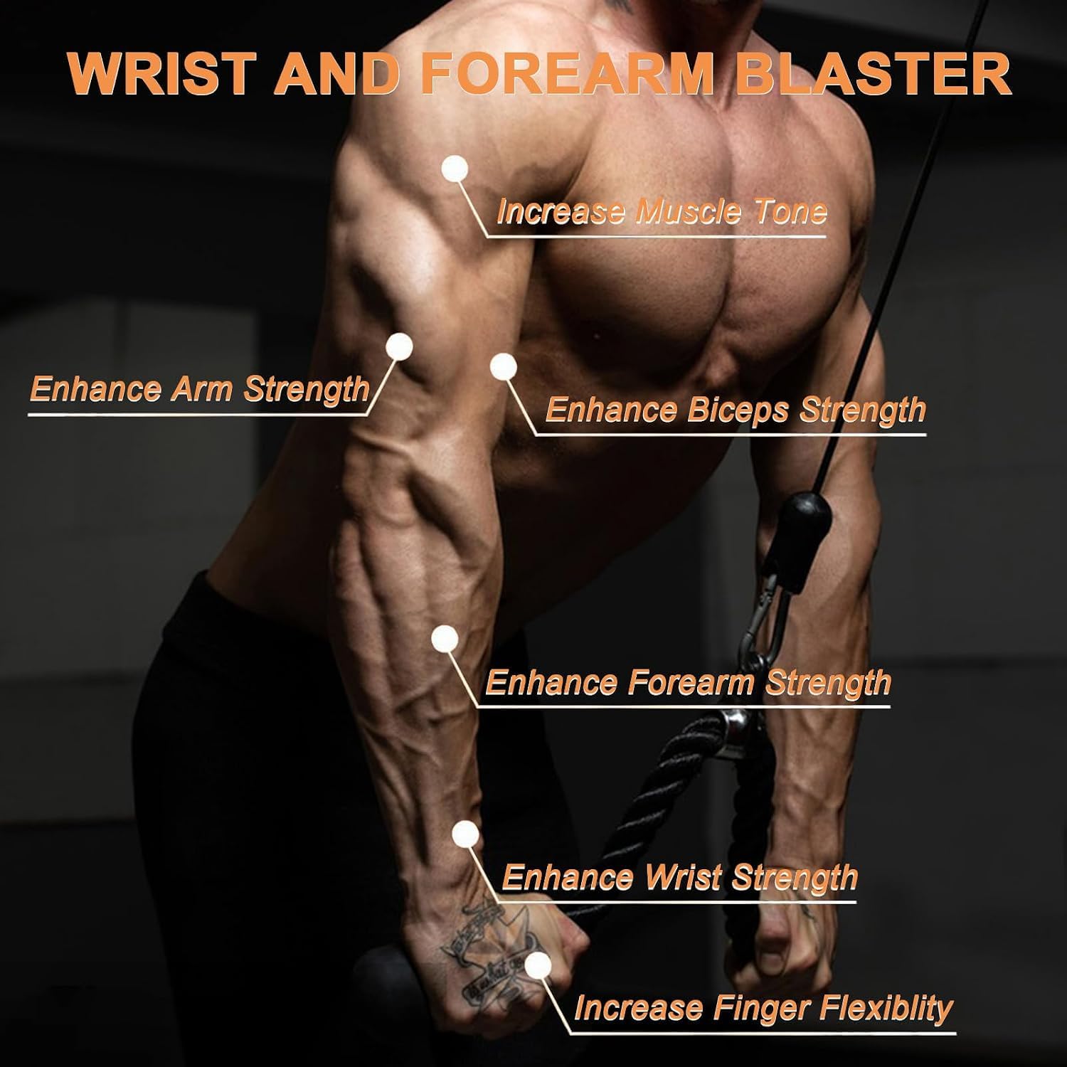Fortalecedor De Antebrazo Y Rodillo De Muñeca - Ejercitador De Antebrazo Y Muñeca/brazo, Mango De Agarre Para Entrenamiento De Fuerza Muscular De Muñeca Y Antebrazo Con Cadena De Acero Para