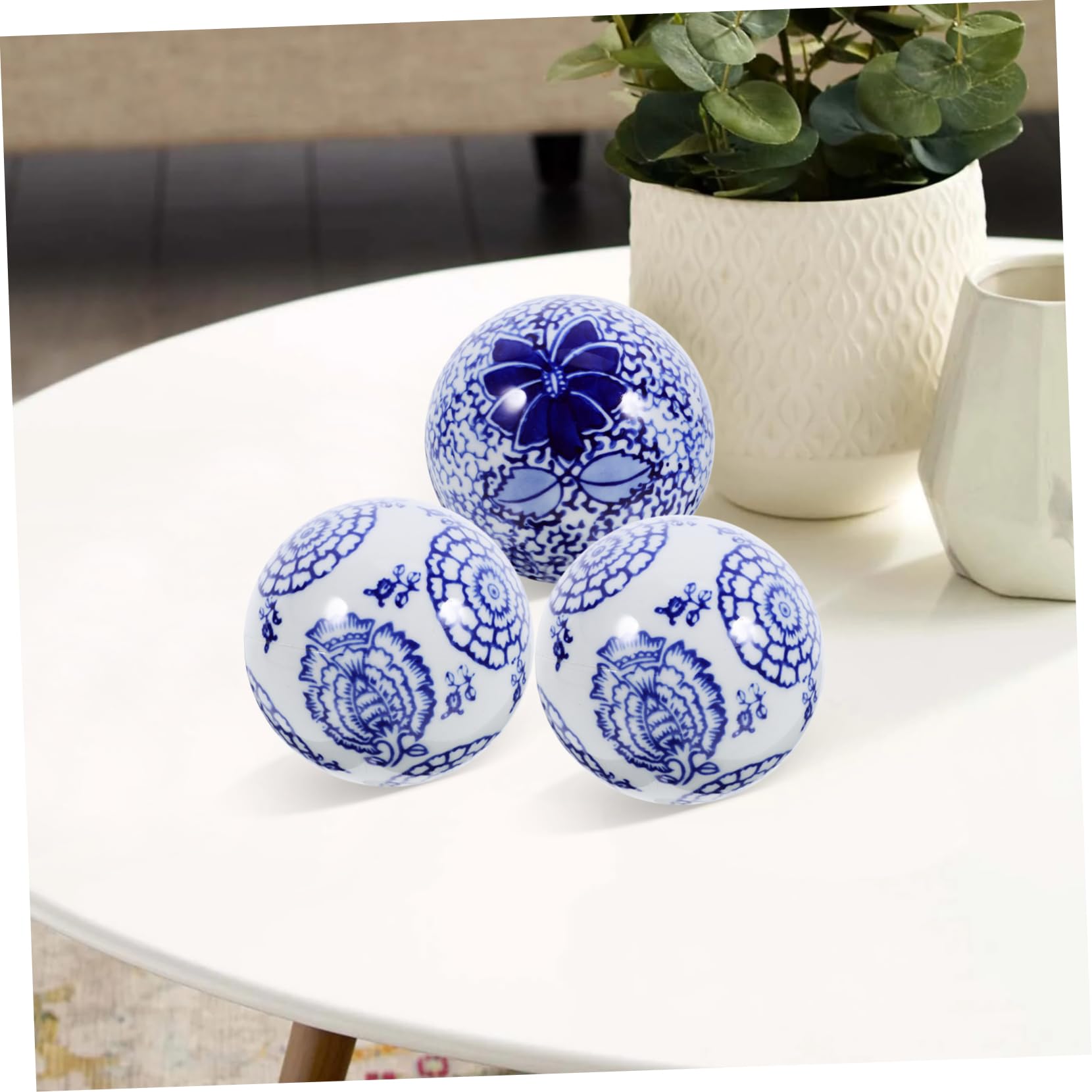 Lot De 3 Boules en Porcelaine Délicates pour Décoration De Bureau Et Daquarium Plusieurs Styles