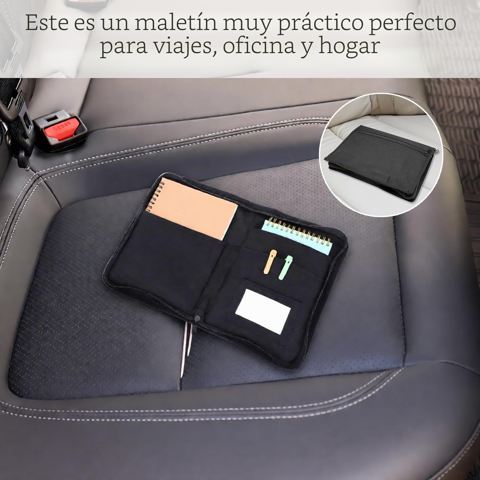 Carpeta de Guantera para Coches, 24 x 17,5 cm Organizador de Guantera, Organizador de Guantera Portátil para Coche, Cartera Organizadora de Guantera, Multiusos Bolsa Con Cremallera de Coche