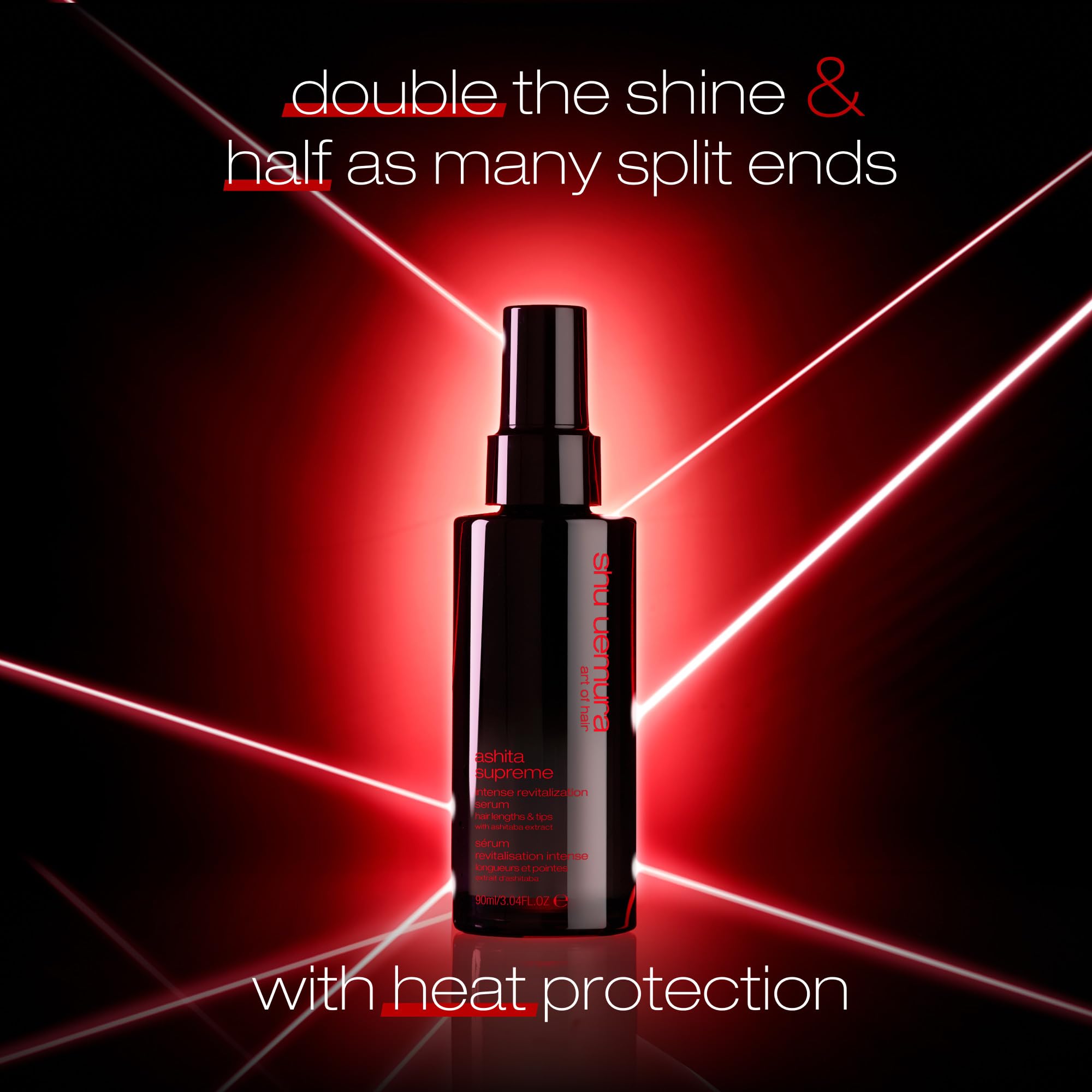 Shu Uemura, Ashita Supreme, intensywnie rewitalizujące serum Leave-in, do wszystkich rodzajów włosów, z ekstraktem z Ashitaba, redukuje oznaki starzenia się włosów, zapewnia większy połysk i gładkość,