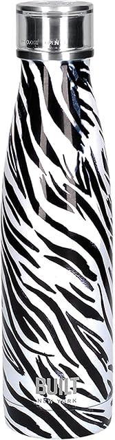 Built C000847 Perfect Seal Leakproof Insulated Water Bottle/Thermal Flask, Stainless Steel, 480 ml, Zebra