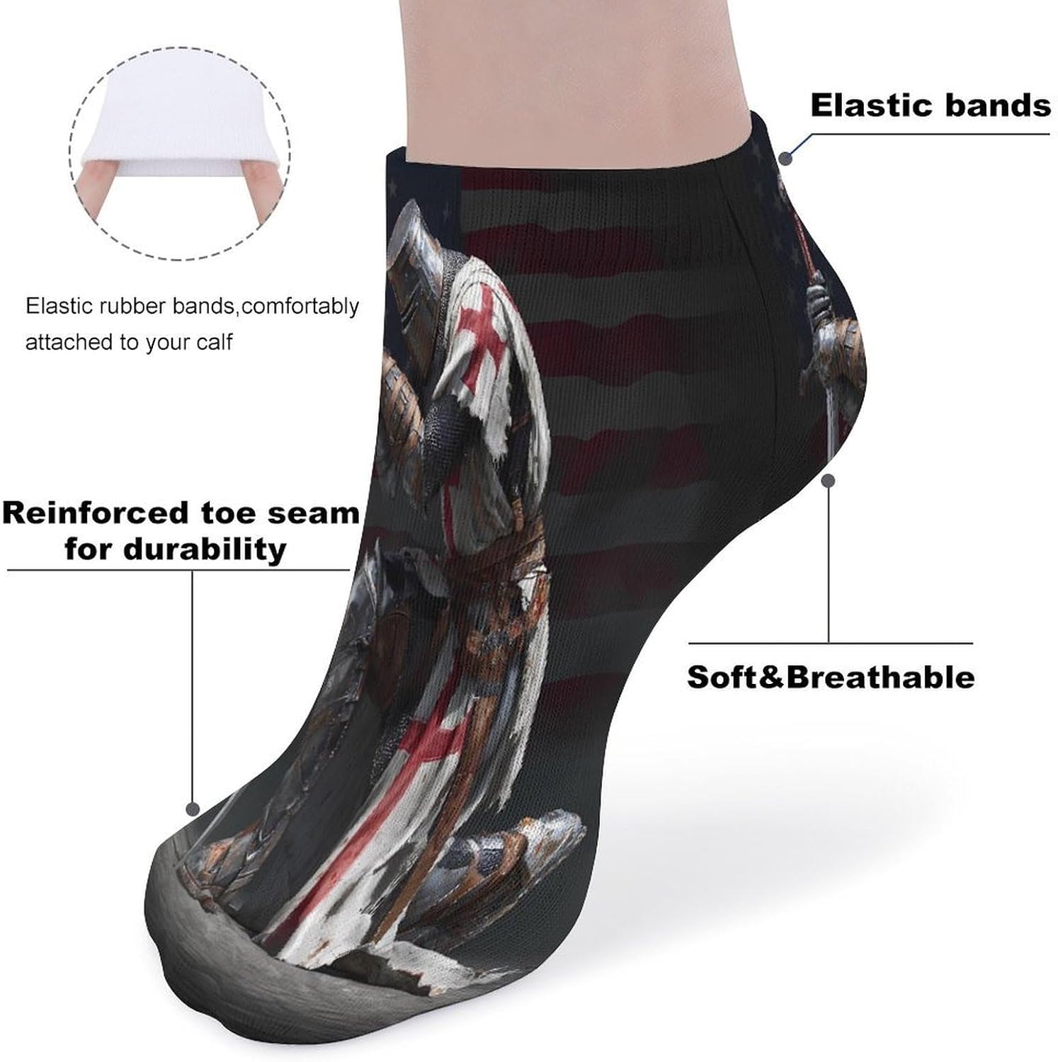 Flag of U.S Knightes Socks for Men Women 5 Pairs Ankle Socks