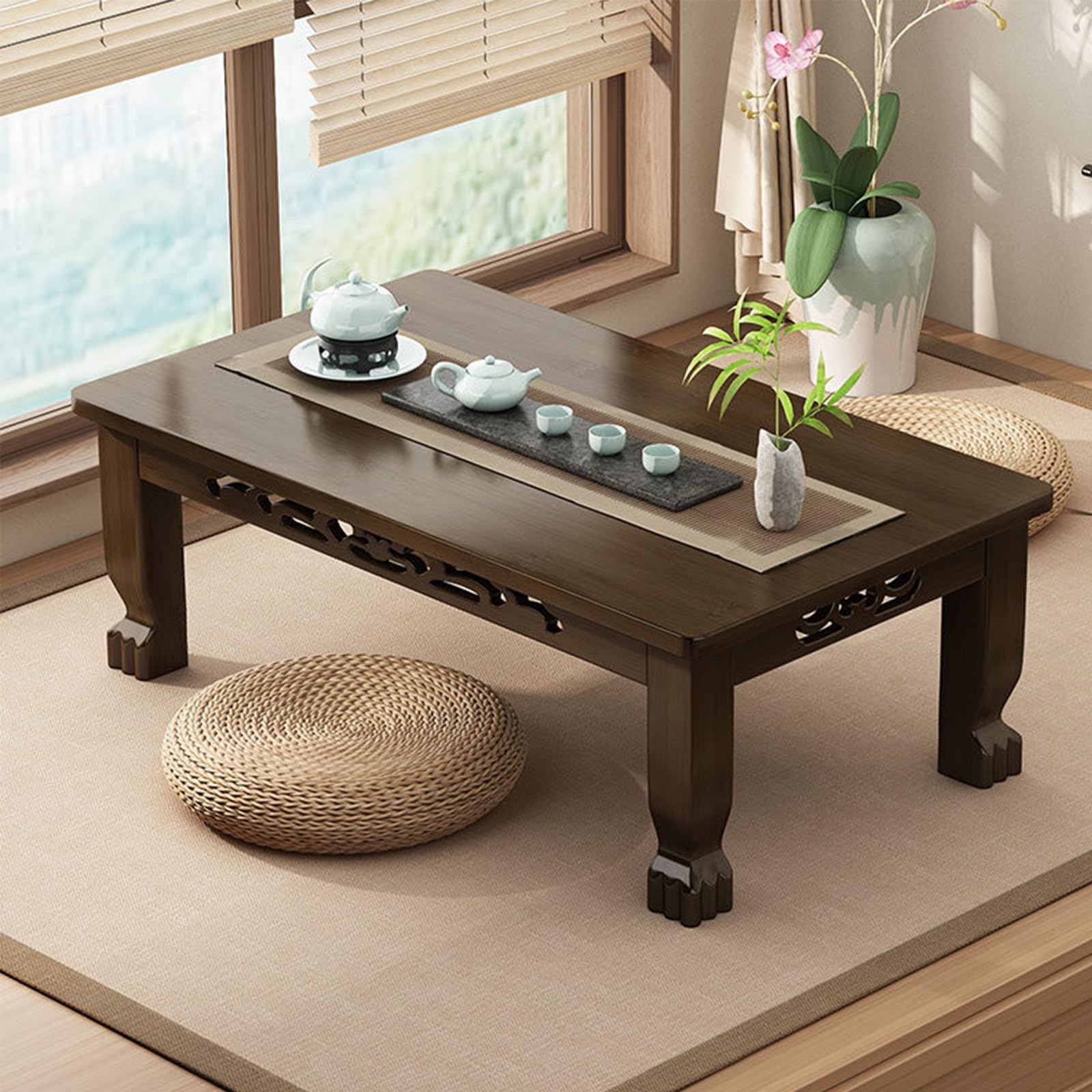 Table basse japonaise en bois peu encombrante salon et salle