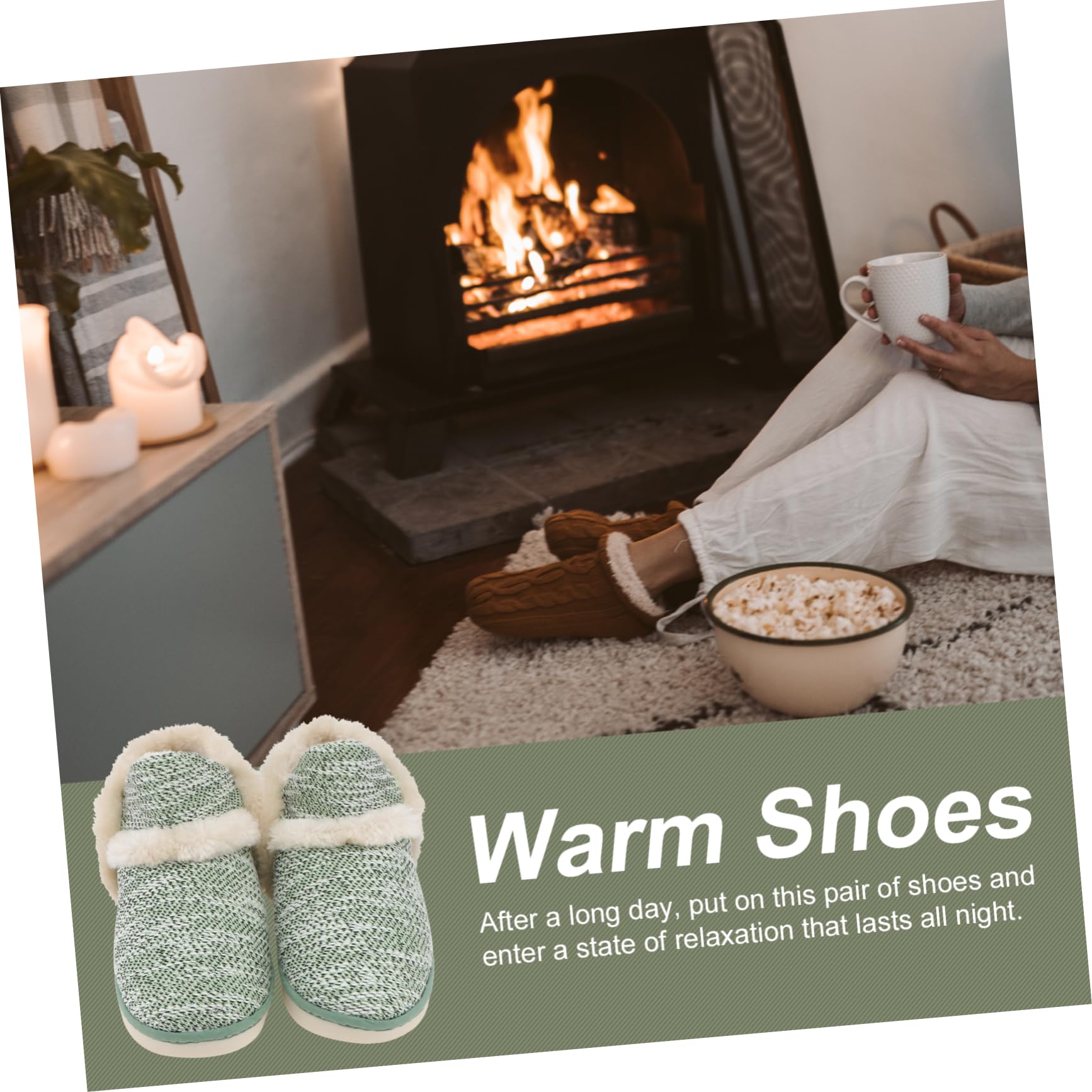 VALICLUD Scarpe Di Cotone Stivaletti Per Donne Eleganti Scarpe Da Casa Per Pantofole Da Donna Pantofole Da Casa Per Donna Calde Pantofole Di Cotone All'interno: Peluche Green