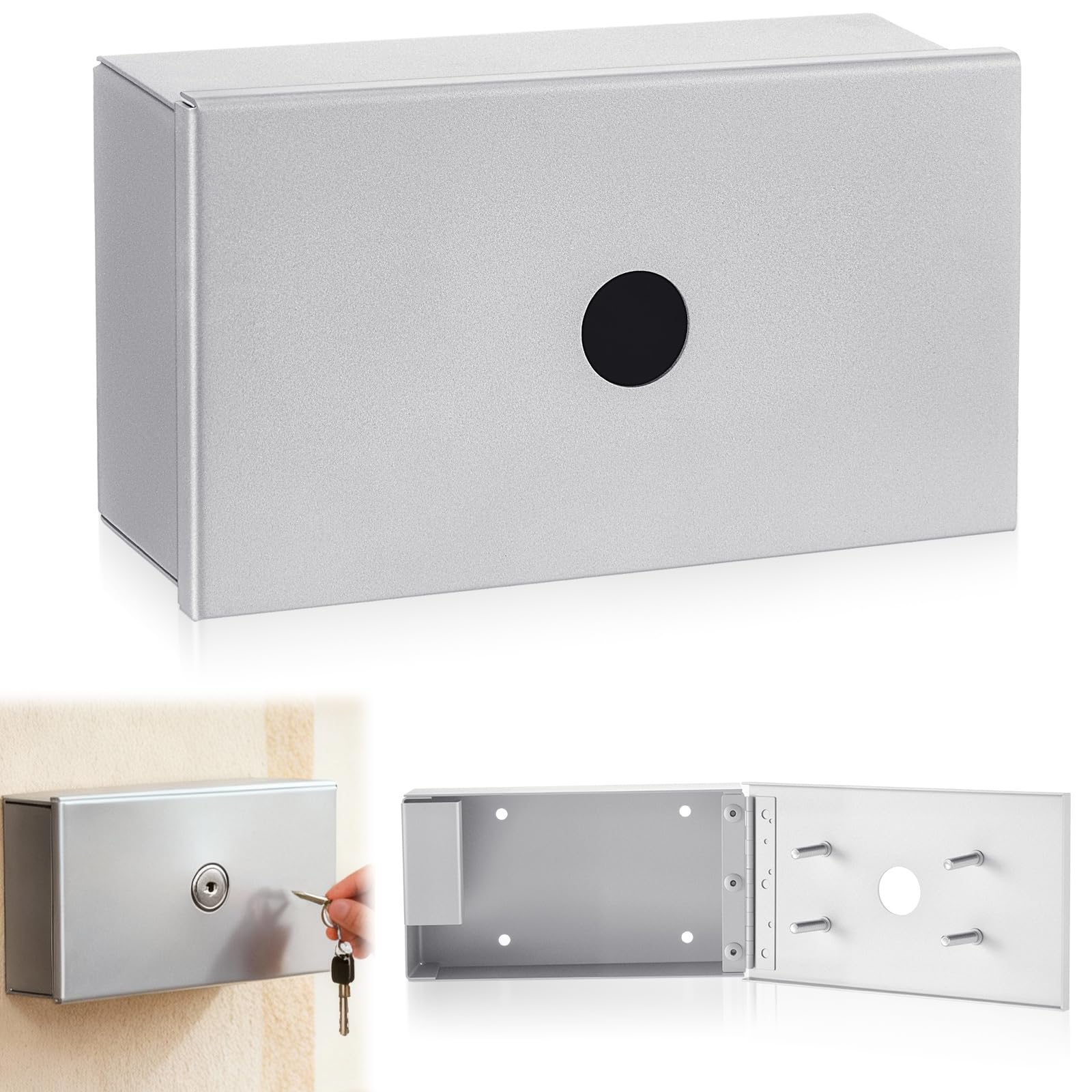 Photo 1 of Otoolling Key Lockbox for Outside 6" x 3.5" Surface Mounted Stainless Steel Key Storage Box for Apartment Buildings Box for Secure Entry Keys Management, Lock Not Included(Steel Color)(only box no key or keyhole) 