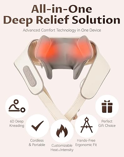 Miniatura 6 de Therapexa - Masajeador de cuello y hombros  Therapexa oficial, masajeador de cuello y espalda Shiatsu 6D con calor, 3 velocidades, masajeador de