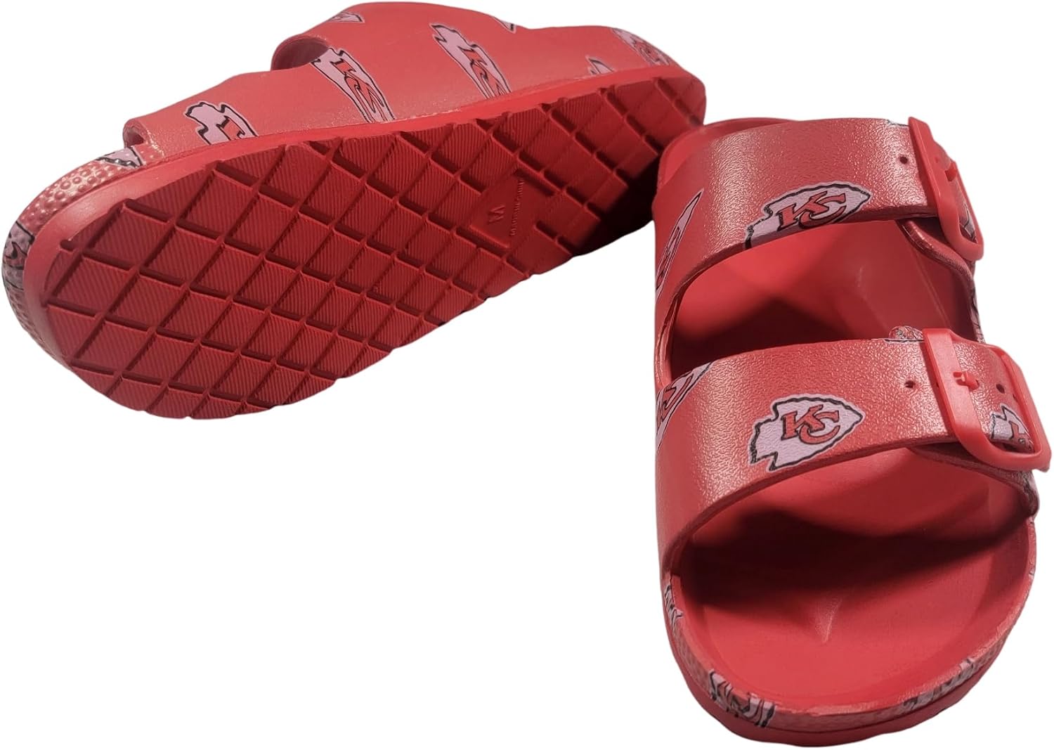 FOCO NFL Team Double Strap EVA Open Toe Sandal (Kansas City Chiefs, US Footwear Size System, Adult, Women, Numeric Range, Medium, 5, 6)