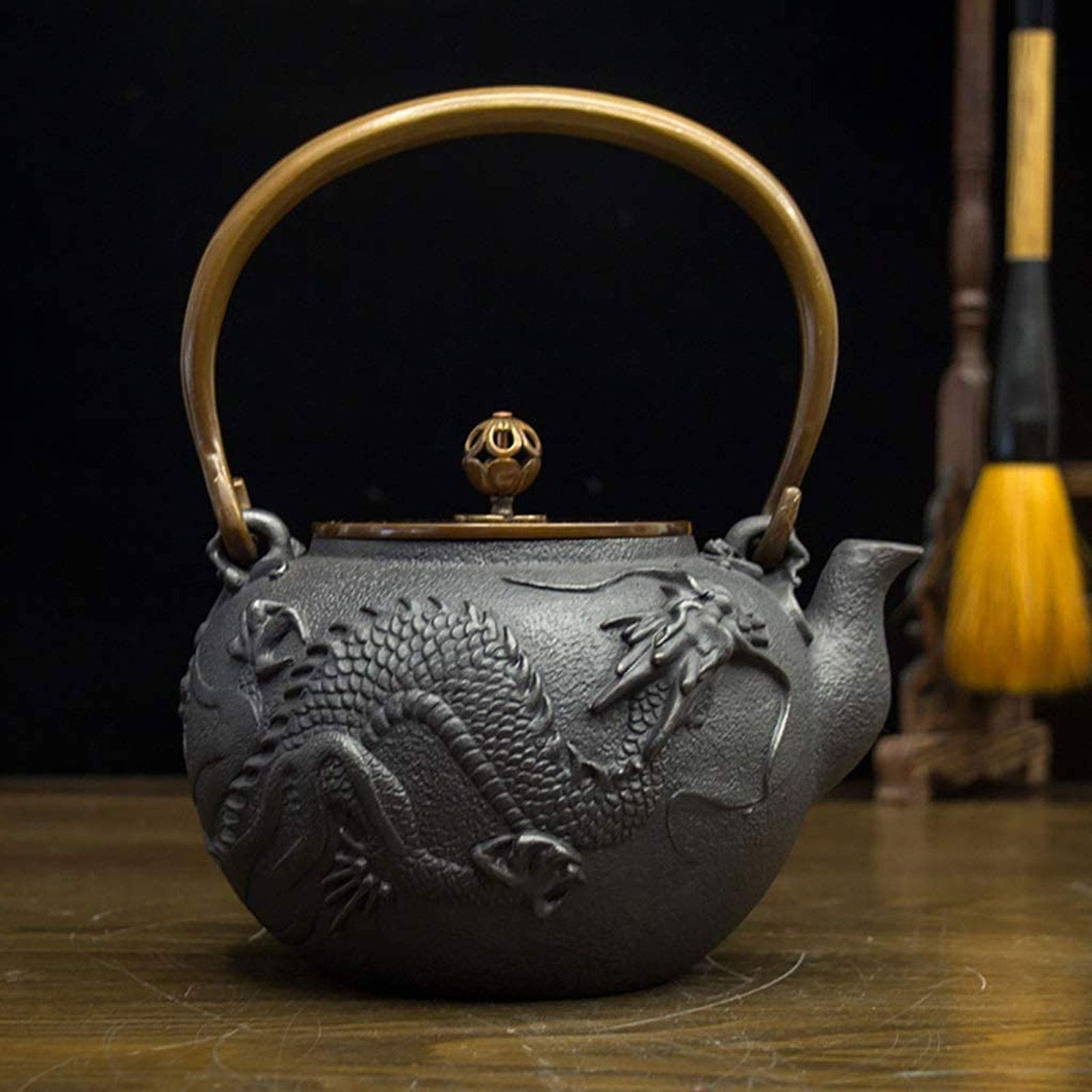 1.3L tè Giapponese Teapot Bollitore TETSUBIN Stile Ghisa in Ghisa Hobnail Teiera Bollitore, retrò Teiera Fatta A Mano Non Patinata di Alta qualità(Color:C)