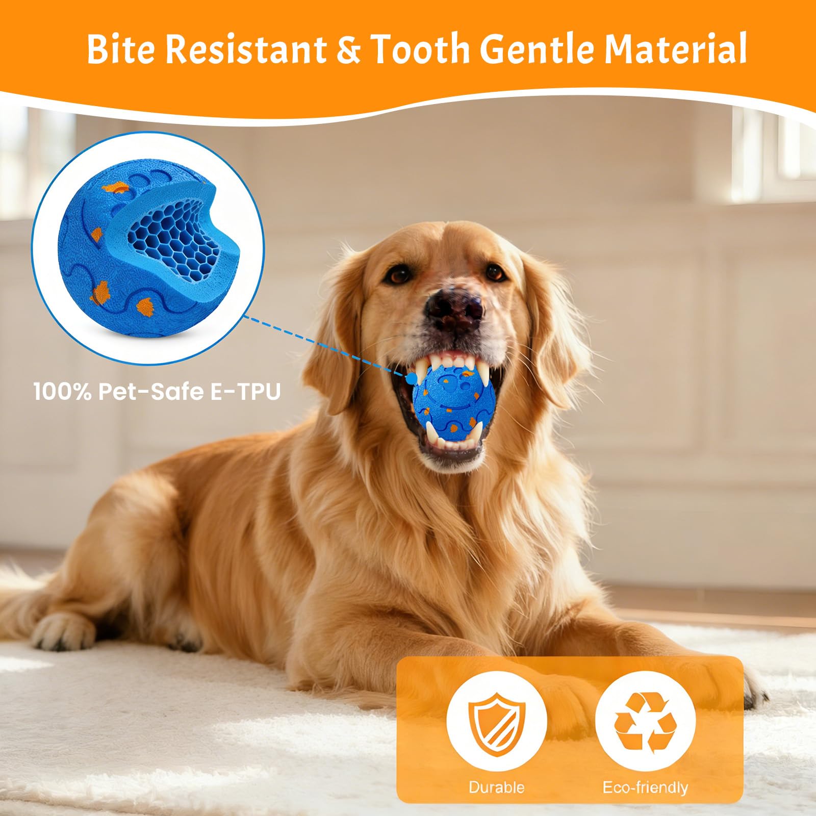 Juguetes interactivos para perros grandes, movimiento inteligente automático, acción de rebote y rodamiento, duradero E-TPU resistente a las mordidas, recargable e impermeable para perros