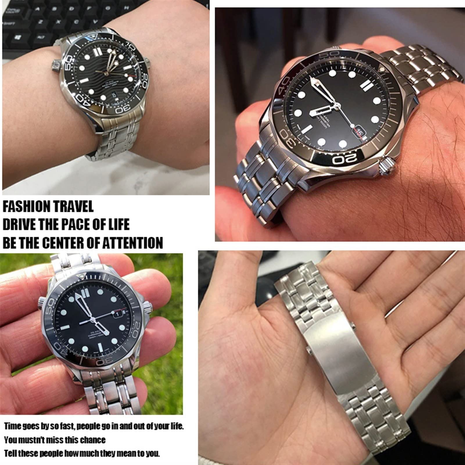 Paski do zegarków ze stali nierdzewnej 316L do zegarka Omega Speedmaster 007 Seamaster 300 AT150 Planet Ocean Speedmaster 18 mm