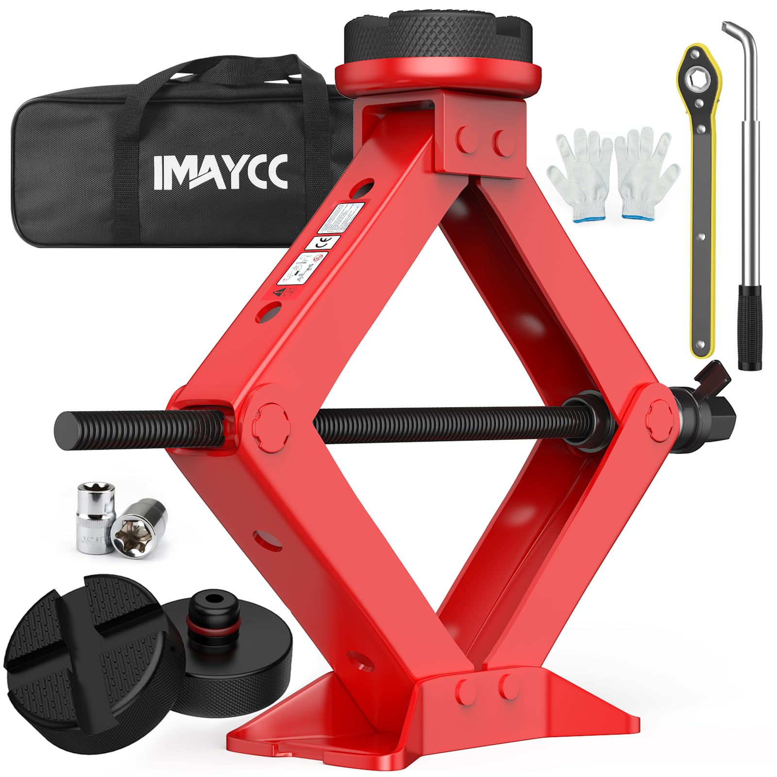 IMAYCC 2.5TWagenheber, 2500kg Universelle Scherenwagenheber für Auto mit Gummiauflage,Tragbarer Wagenheber mit Radmutternschlüssel,Auto-Notfallset fürAuto SUV MPV Tesla Ideal für Wartung Reparatur