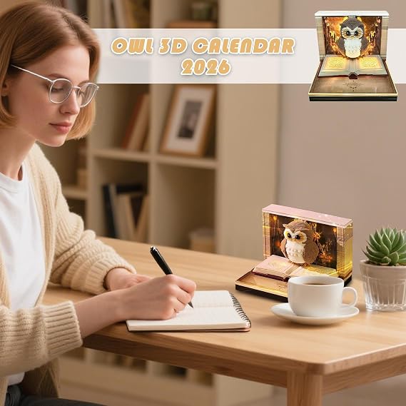 3D Calendar Memo Pad 2026 Owl-Shaped Carving Art Notepad