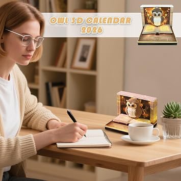 3D Calendar Memo Pad 2026 Owl-Shaped Carving Art Notepad