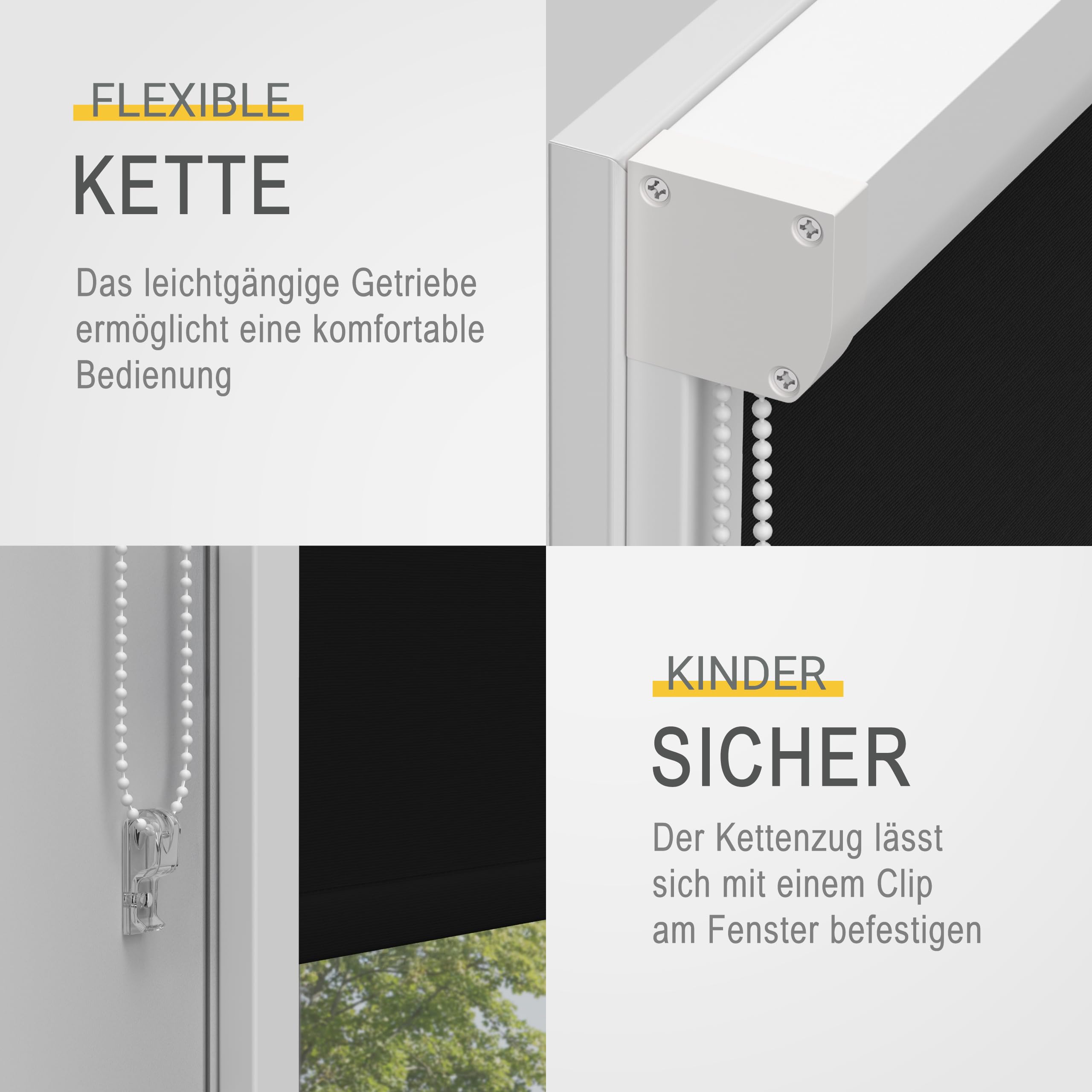 Sol Royal Kassettenrollo mit Führungsschiene Blackout Thermorollo Bohren | 100x175cm Schwarz seitliche Führungsschienen Verdunkelungsrollo 100cm breit Befestigung Verdunklungsrollo SolReflect K24