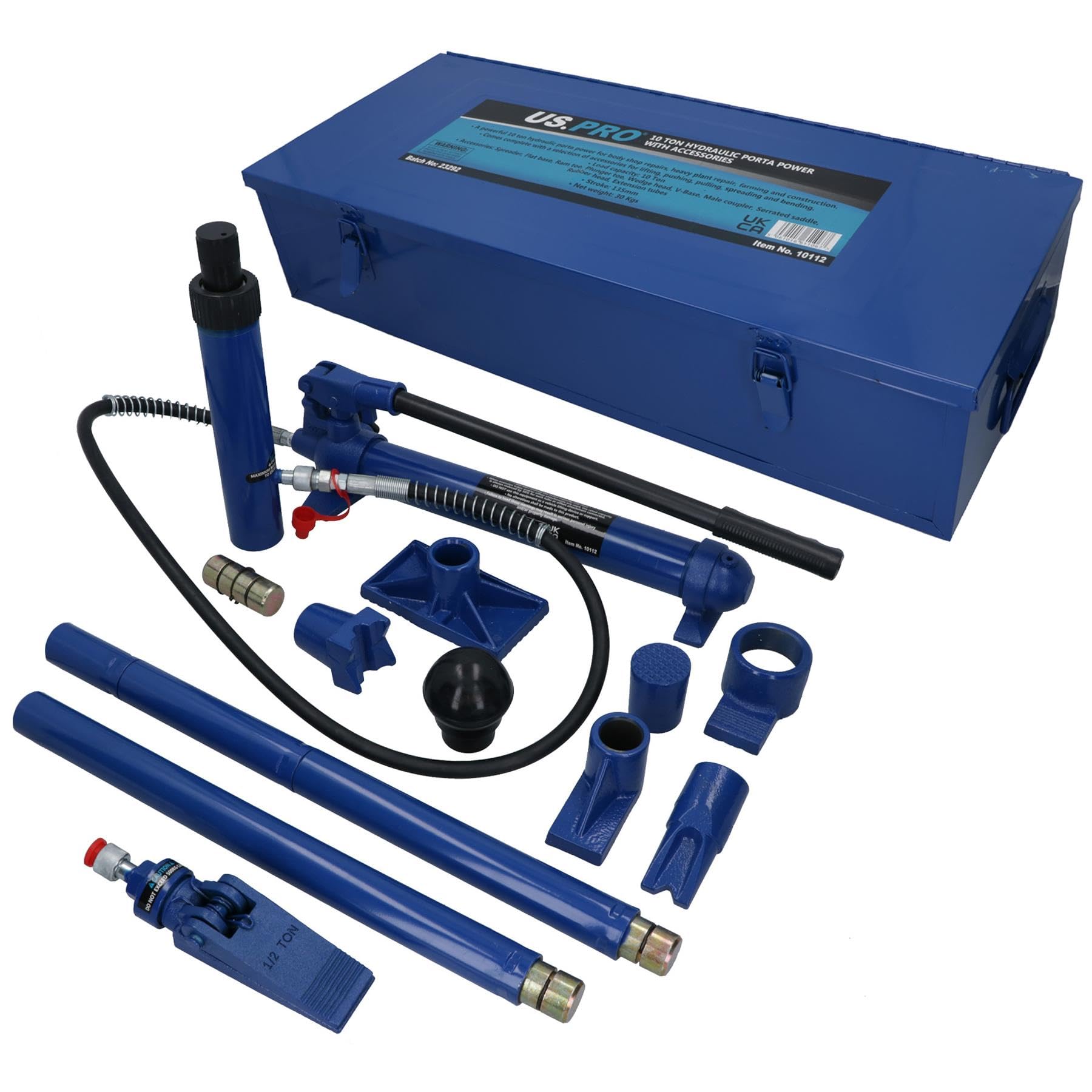 AB Tools 10-tonowa pompa hydrauliczna Porta Power Jack z akcesoriami naprawa ramy wgniecenia