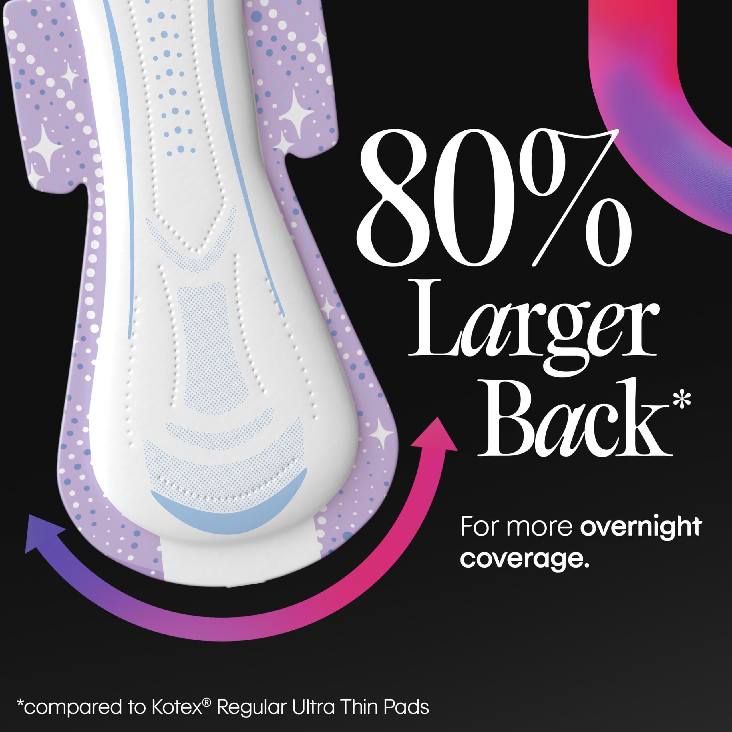 Kotex Overnight Maxi Pads with Wings, Extra Heavy Absorbency, 28 Count (Packaging May Vary)