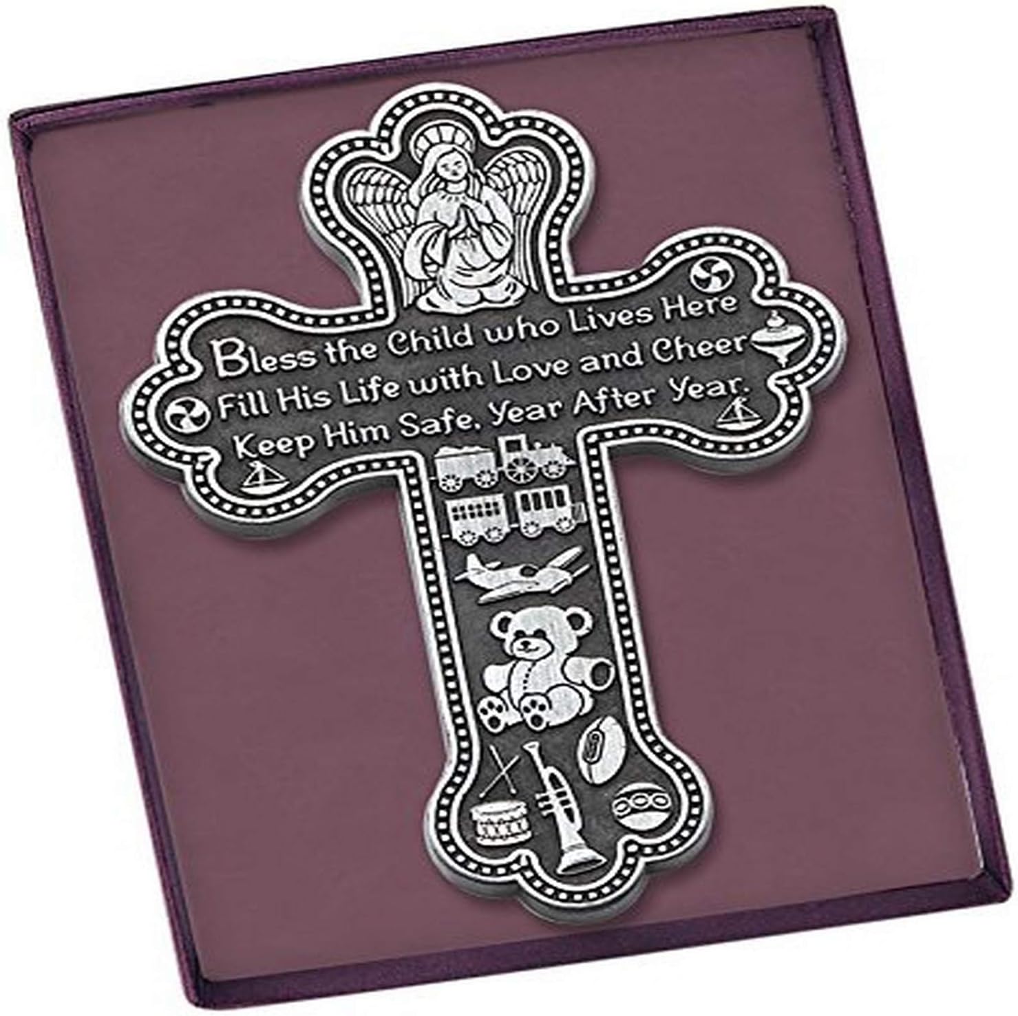 Cathedral Art (Abbey & CA Gift Bless This Boy Baby Cross, 5-1/2-Inch High, Silver, 0.30" x 3.75"