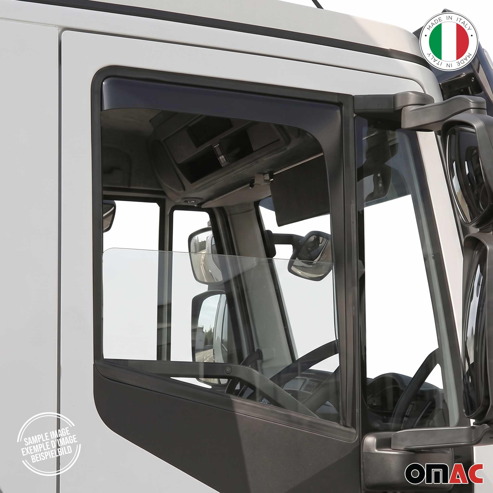 Déflecteurs de vent et de pluie compatibles avec Man TGX 2007-2024 - En acrylique foncé - 2 pièces