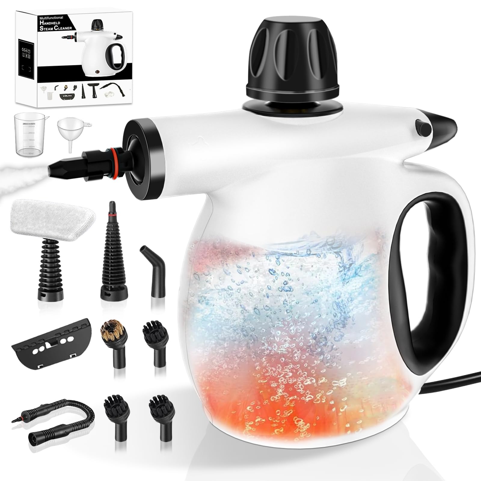 Limpiador a Vapor Portátil Multiusos con 12 Accesorios, Vaporeta de Mano Presurizado