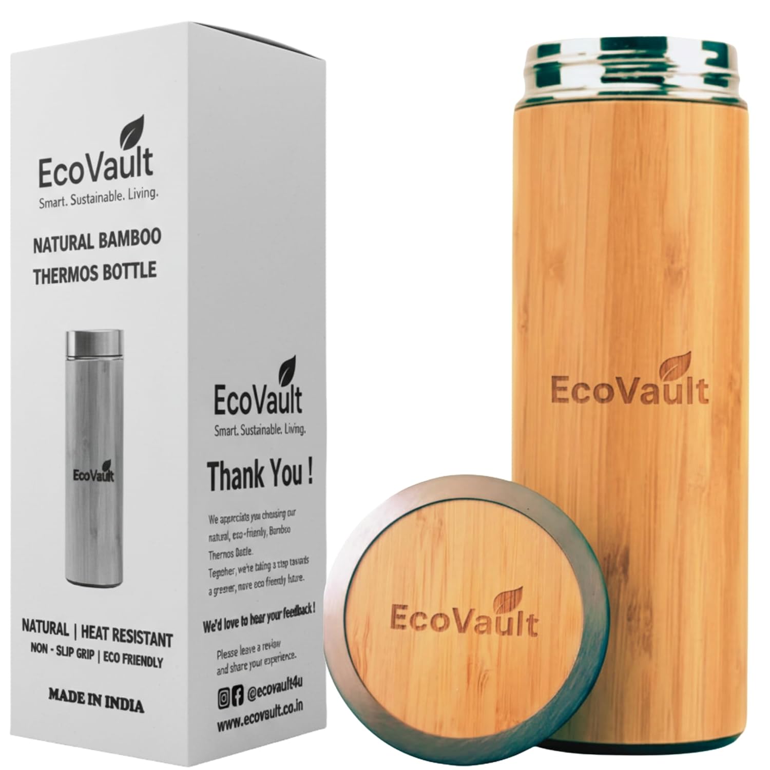 Bamboo Water Bottle with innner Stainless Steel Flask with Tea Strainer | Water Bottle for Office, Travel, School & Home | Inner Steel Bottles | Durable & Suitable for all, 450ml Bamboo Water Bottle with innner Stainless Steel Flask with Tea Strainer | Water Bottle for Office, Travel, School & Home | Inner Steel Bottles | Durable & Suitable for all, 450ml