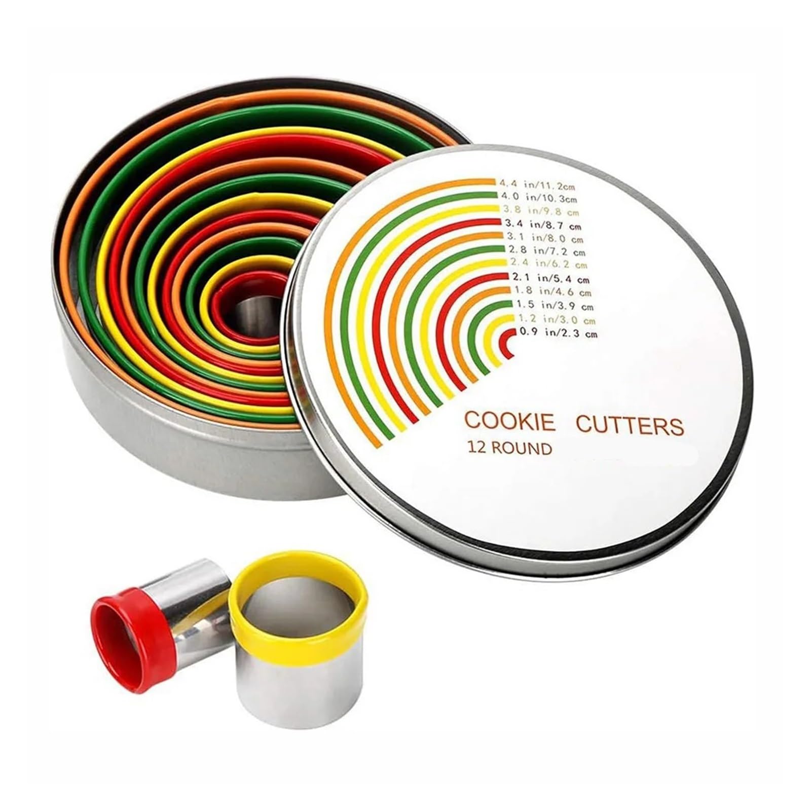 Genérico Juego de cortadores Galletas Redondos, 12 Uds., pastelería for Masa rosquilla, moldes Circulares for Pasteles y Anillos