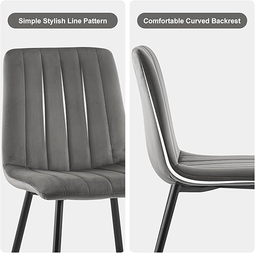 Miniatura 7 de TUKAILAi Juego de 2 sillas de comedor de terciopelo, sillas de cocina tapizadas con respaldo y patas de metal resistentes, sillas de recepción