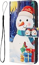for Honor X8 4G Case Flip Folio Phone Case Shockproof Card Holder with Magnetic Stand Christmas Patterns Leather Protective Cover for Honor X8 4G, Snowman