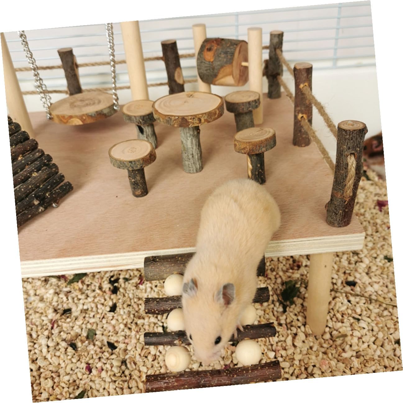 NUOBESTY Wooden Hamster Climbing Ladder Natural Chewing Enrichment Pet Supplies for Animals Like Hamsters Mice Parrots Gerbils