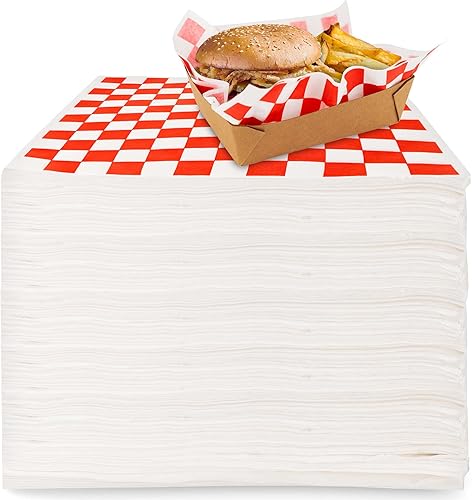 Hojas de papel de delicatessen (500 unidades) de 12 pulgadas de color rojo, resistente a la grasa, perfecto para soporte de concesión, carnaval,