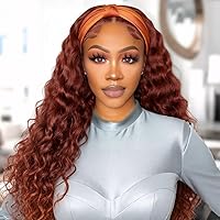 Vista 22 de XSY: Peluca de diadema de cabello humano de onda profunda sin pegamento, sin encaje frontal, peluca de diadema rizada, lista para usar y llevar