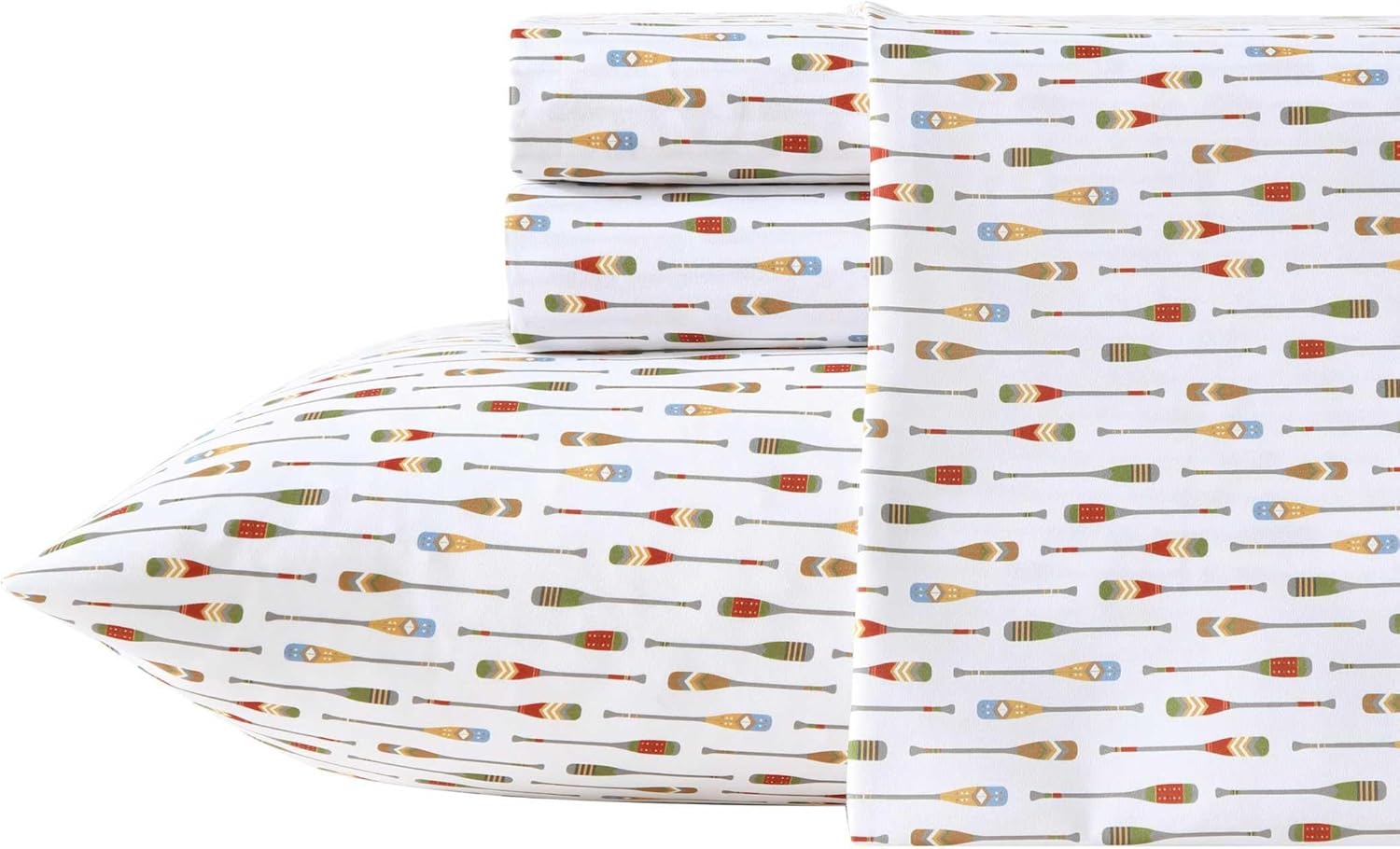 Eddie Bauer - King Size Sheet Set, Crisp & Cool Temperature Regulating Bedding with Breathable Feel, 4 Piece Bed Sheets with Deep Pocket Fitted Sheet & Pillowcases (Canoe Lake Paddle White)