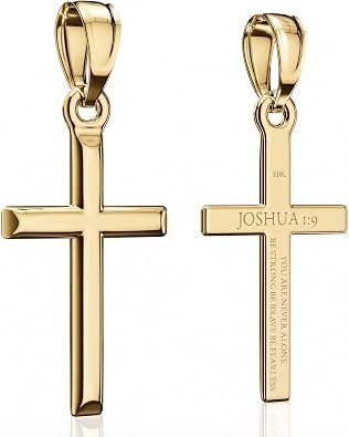 Cross Pendant Necklace with Bible Verse - Top-grade 316L Stainless Steel, Sleek Polished Design, Skin-friendly, Christian Jewelry for Men and Women