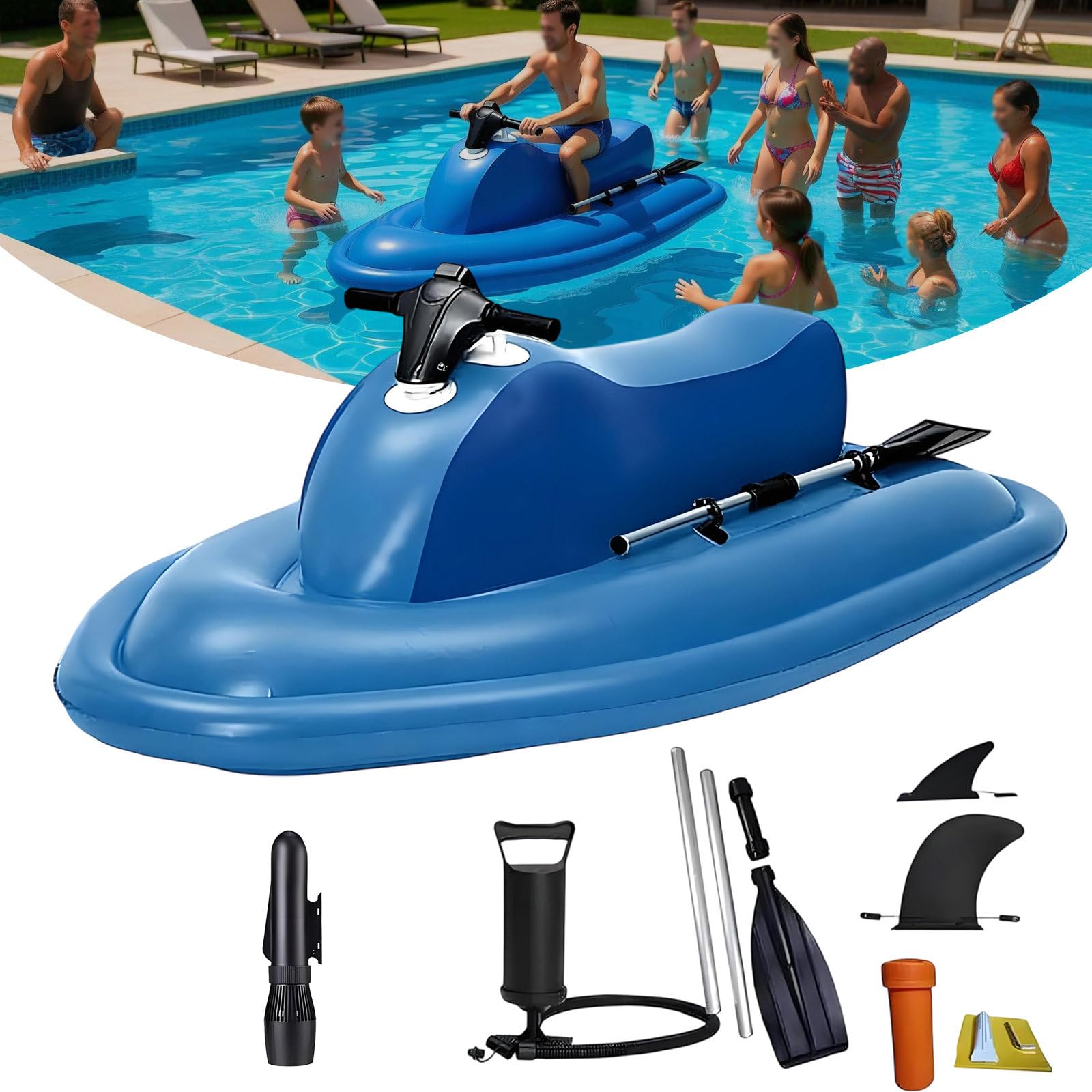 LwiftGal Electric Inflatable Jet Ski, Small Electric Boats One Person, Foldable Electric Inflatable Jet Ski & Diving Underwater Scooter(Optional), 500w, for Adults, Pool, Lake Blue-500W10AThruster