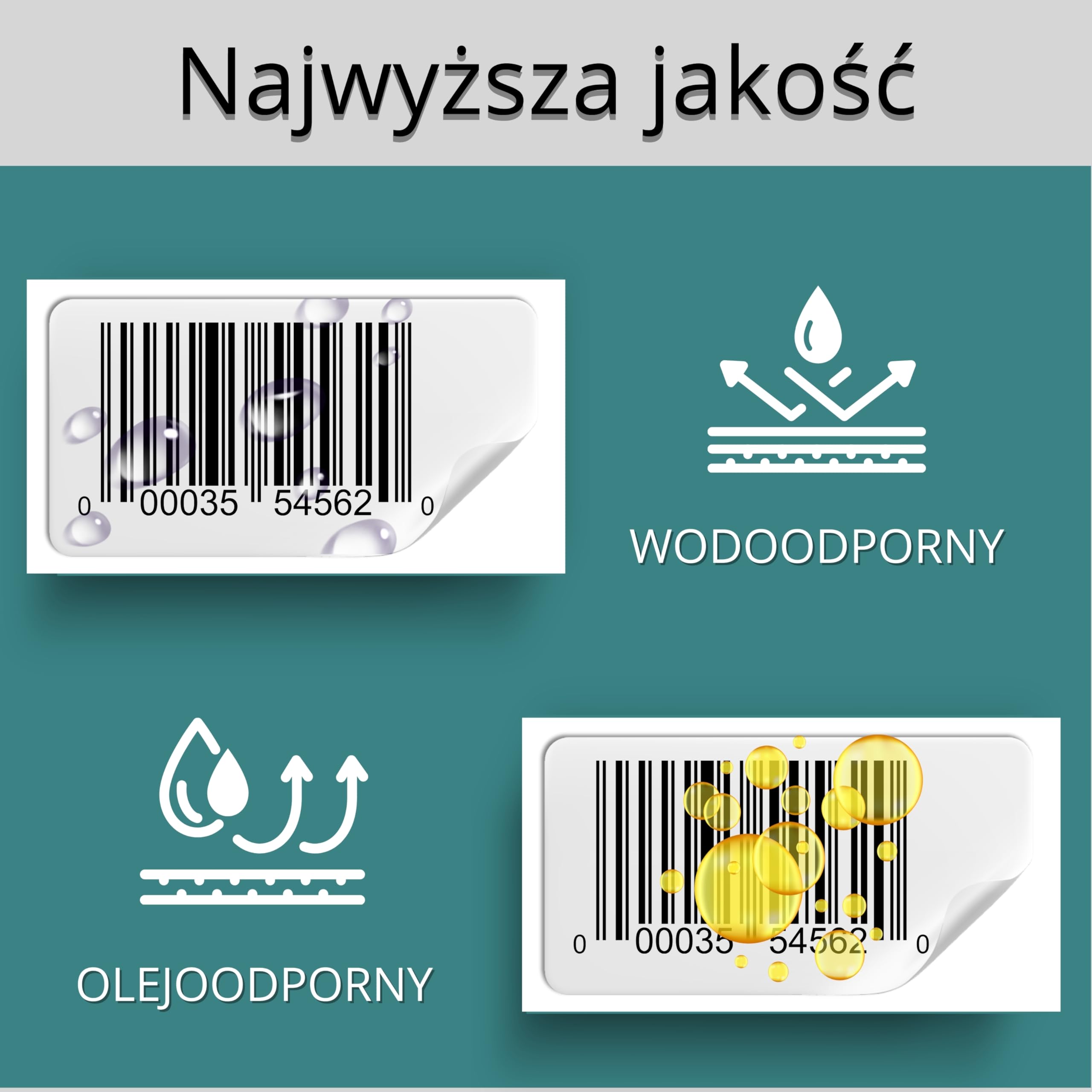 Double Dragon, 1.100 etykiet termicznych bezpośrednich, 60 mm x 30 mm | Premium pokryte, samoprzylepne białe naklejki | Odporne na zarysowania | Kompatybilne z drukarkami Zebra, MUNBYN, Rollo