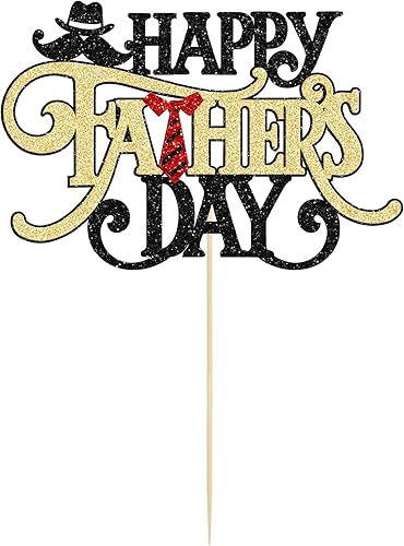 Miniatura 3 de Gyufise 1 decoración de pastel para el Día del Padre con purpurina negra para el Día del Padre con corona de sombrero para fiesta de cumpleaños,