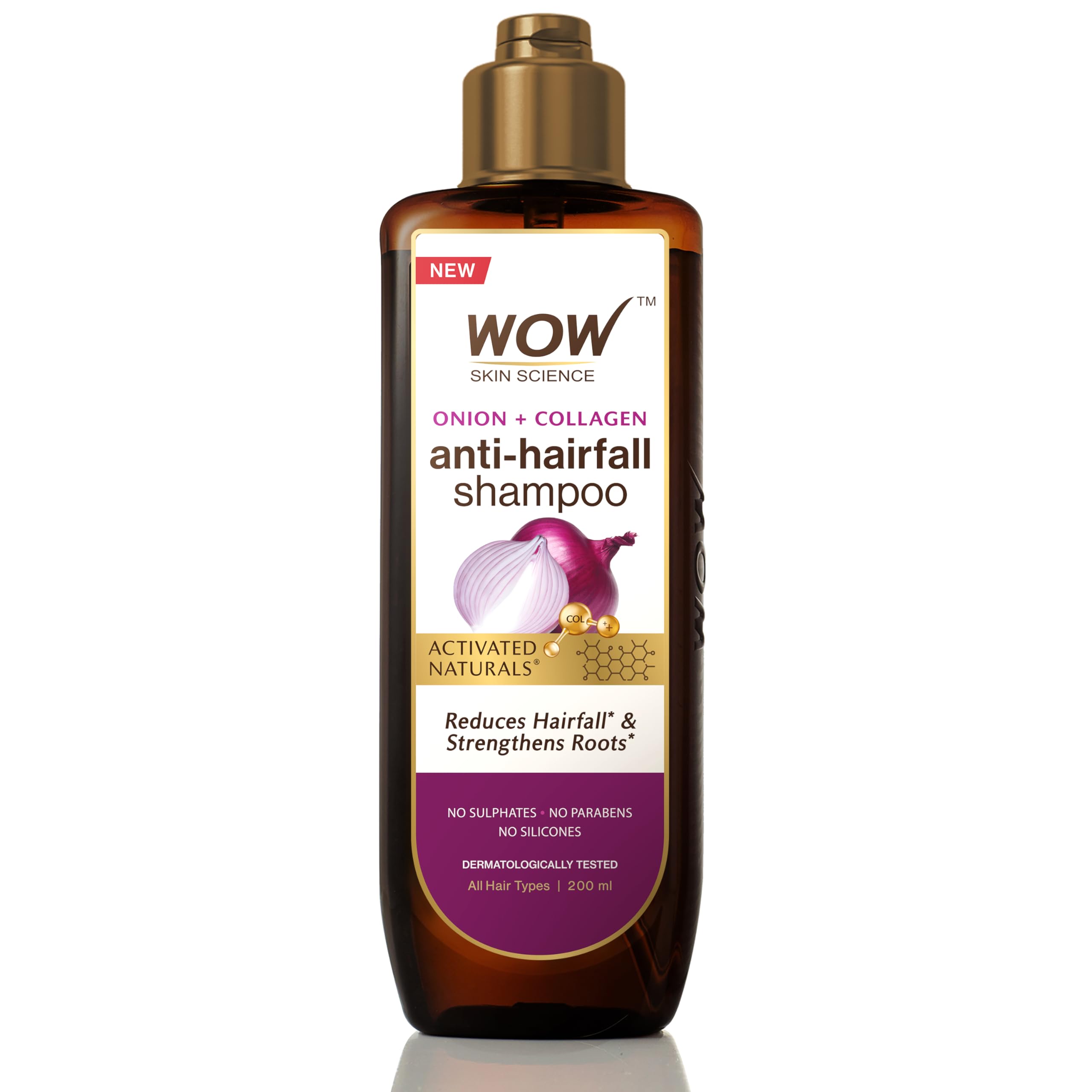 WOW Skin Science Onion Shampoo - 200 ml | Helps Control Hair Fall & Promotes Hair Growth | For Stronger Hair | With Red Onion Seed Oil Extract, Black Seed Oil & Pro-Vitamin B5