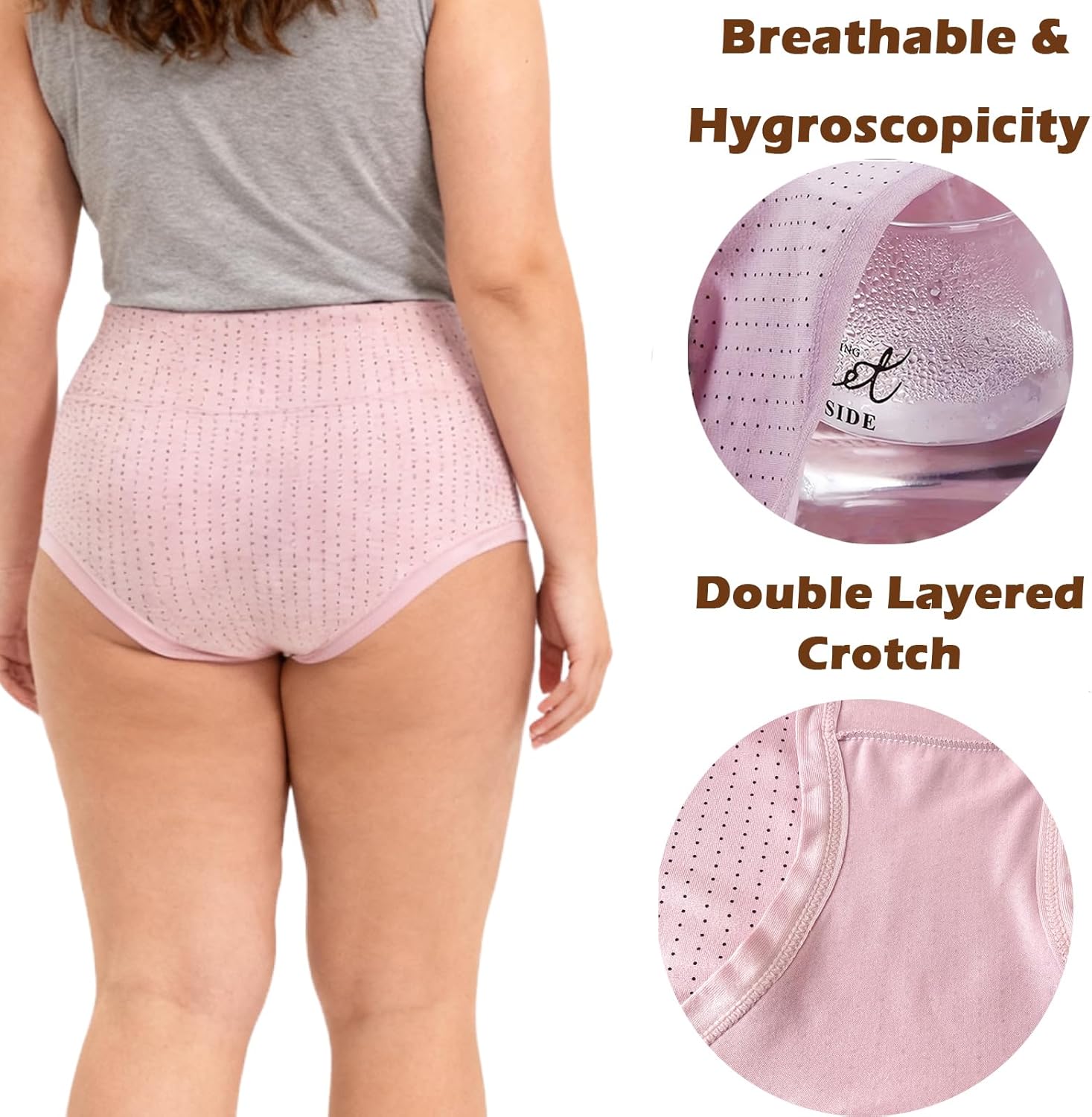 Womens Underwear Plus Size Panties XL-5XL Mid High Waist Ladies Briefs Point Print Undies for Woman - Image 6