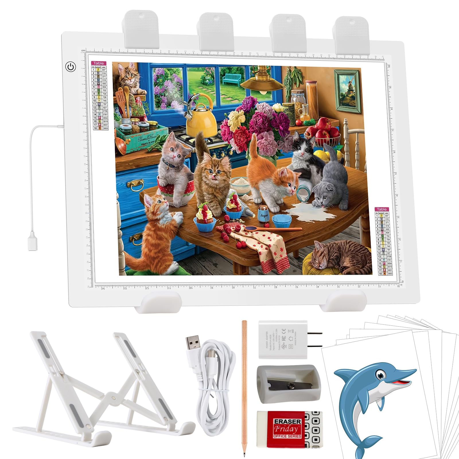 A3 LED Light Pad for Diamond Painting, iVAOOZE 8000+ Lux Adjustable Brightness Tracing Light Box with Stand & UL Adapter, Ultra-Thin Light Board for Weeding Vinyl, Drawing, Animation, Sketching…