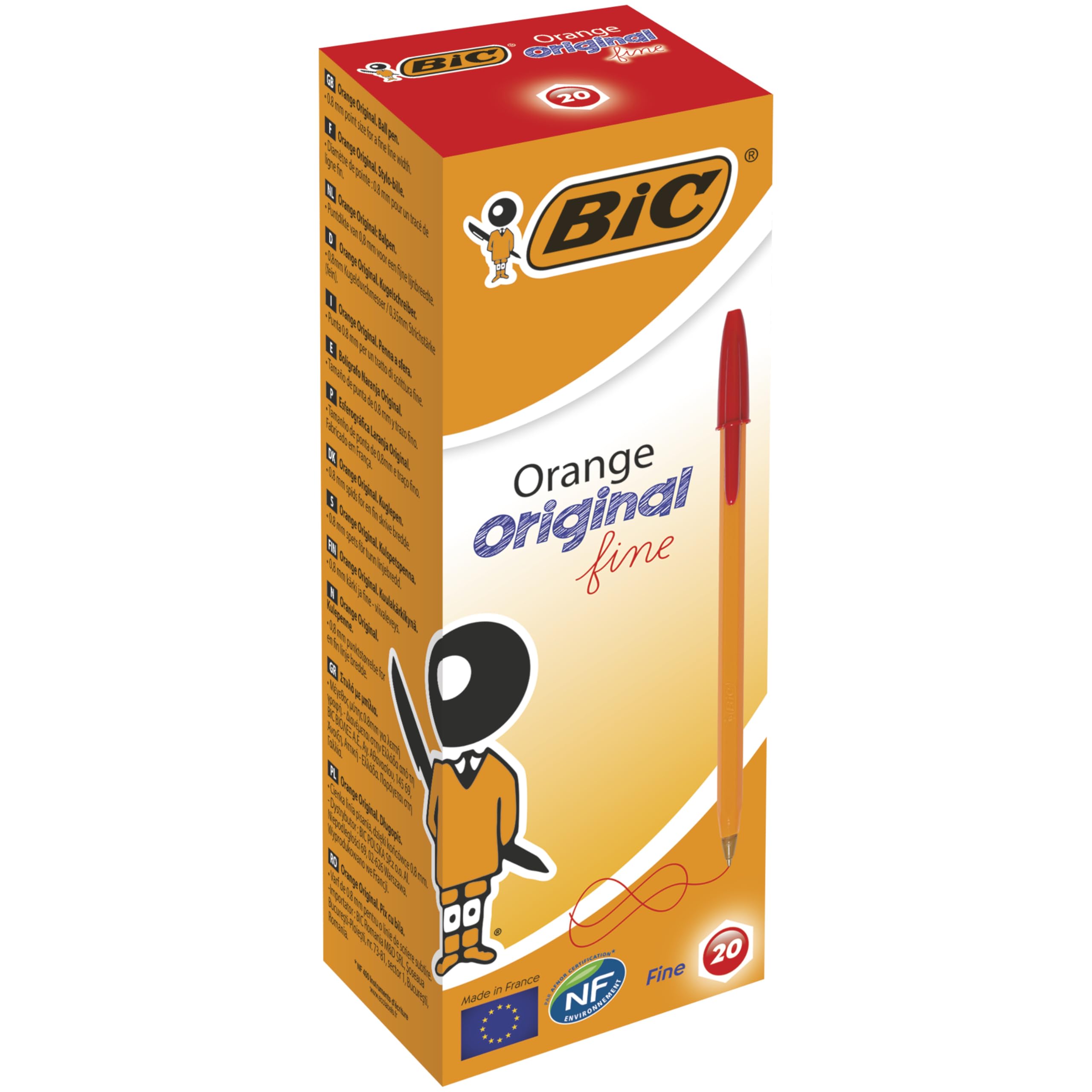 BIC Orange Original Fine Długopis czerwony Pudełko 20szt