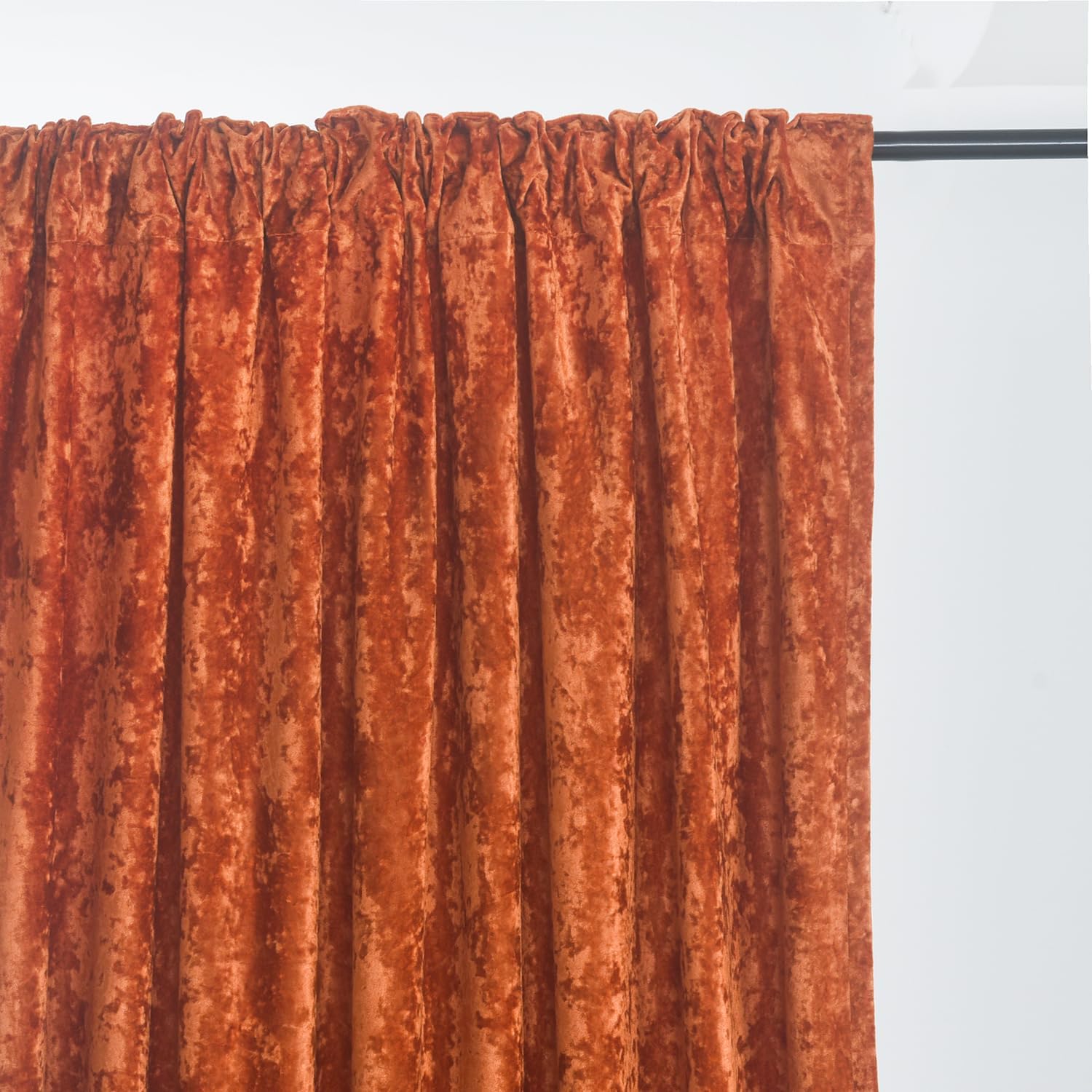 Burnt Orange Velvet Curtains 2 Panel Set - 84 inches Long Room Darkening Luxury Distressed Crushed Velvet Rod Pocket Window Drapes for Living Room Bedroom 52" W x 84" L