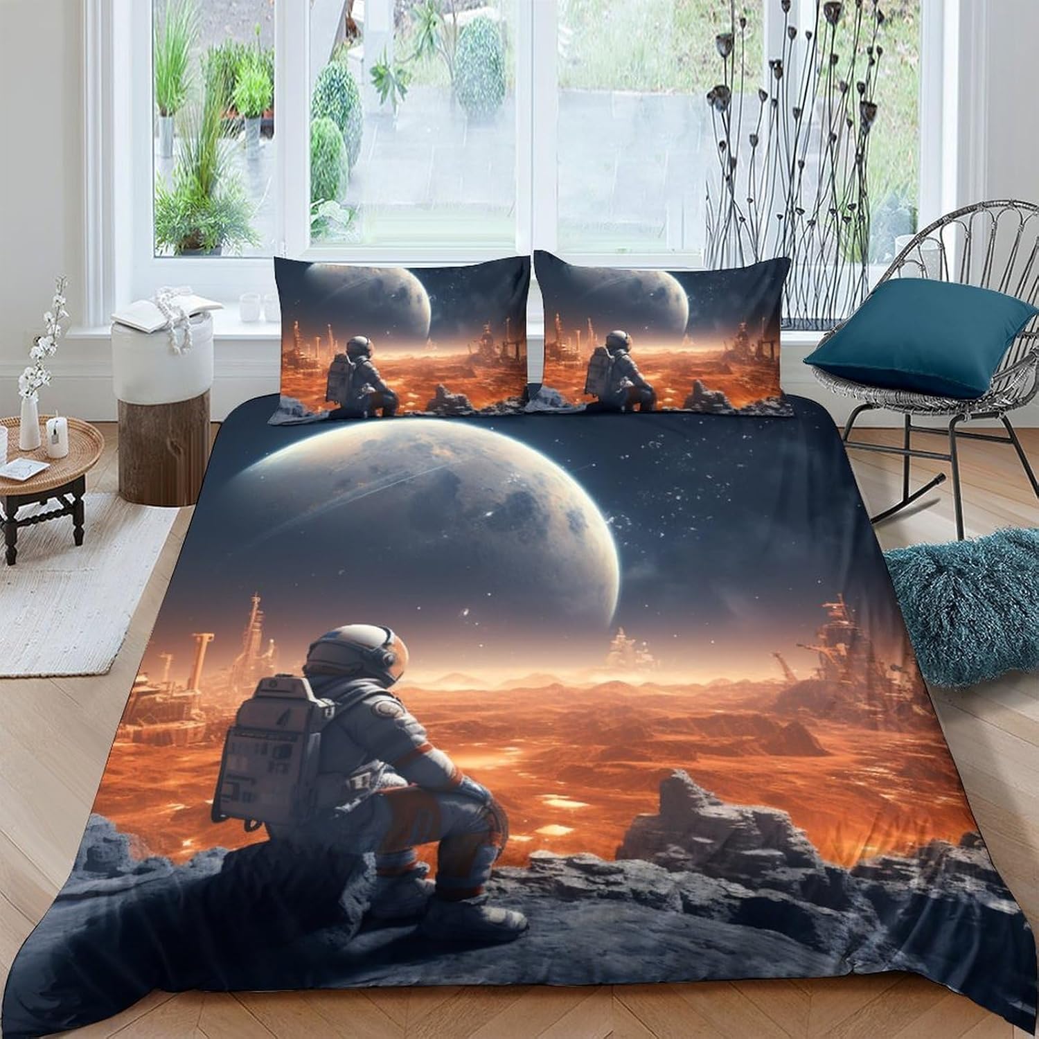 Parure de lit astronaute microfibre facile à laver sans repassage