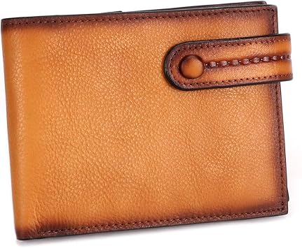 IVTG Genuine Leather Slim Bifold Wallets for Men Vintage Handmade Front Pocket Money Clip Thin Purse Brown