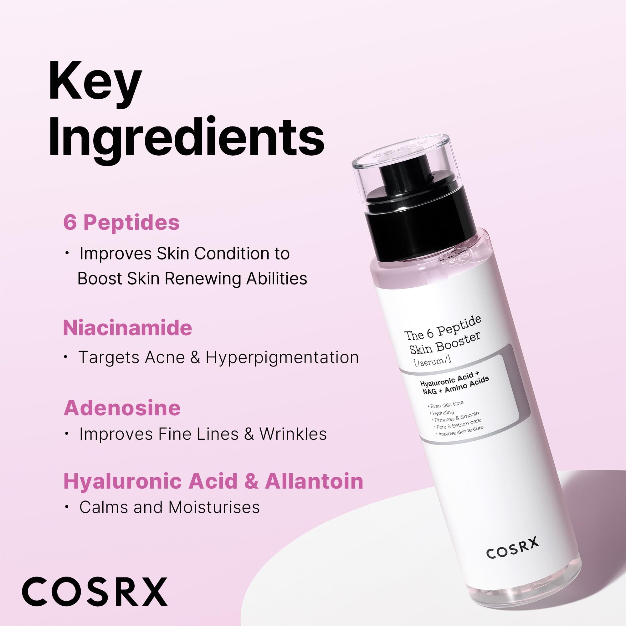 COSRX 6X Peptide Collagen Booster Toner Serum with Copper Peptides, Niacinamide & Hyaluronic Acid Skin Renewal Boosting Facial Essence for All Skin Types, Korean Skin Care, 5.07 Fl.Oz