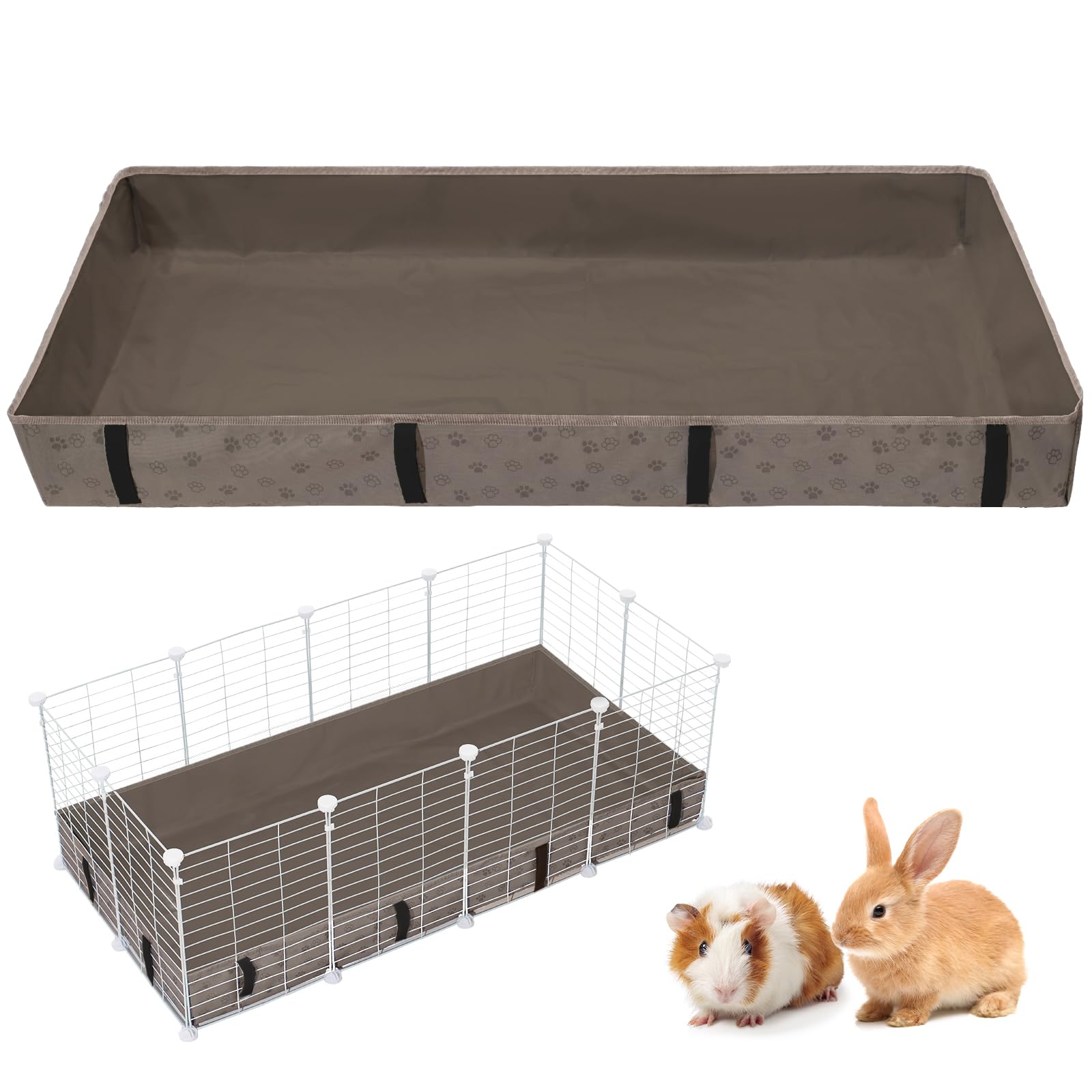 Funfurry Waterproof Guinea Pig Cage Liner,Washable Tarp Bottom Base,Cage Liners for Small Animals,Hamster Chinchilla Hedgehog Ferret Rabbit. (Tan