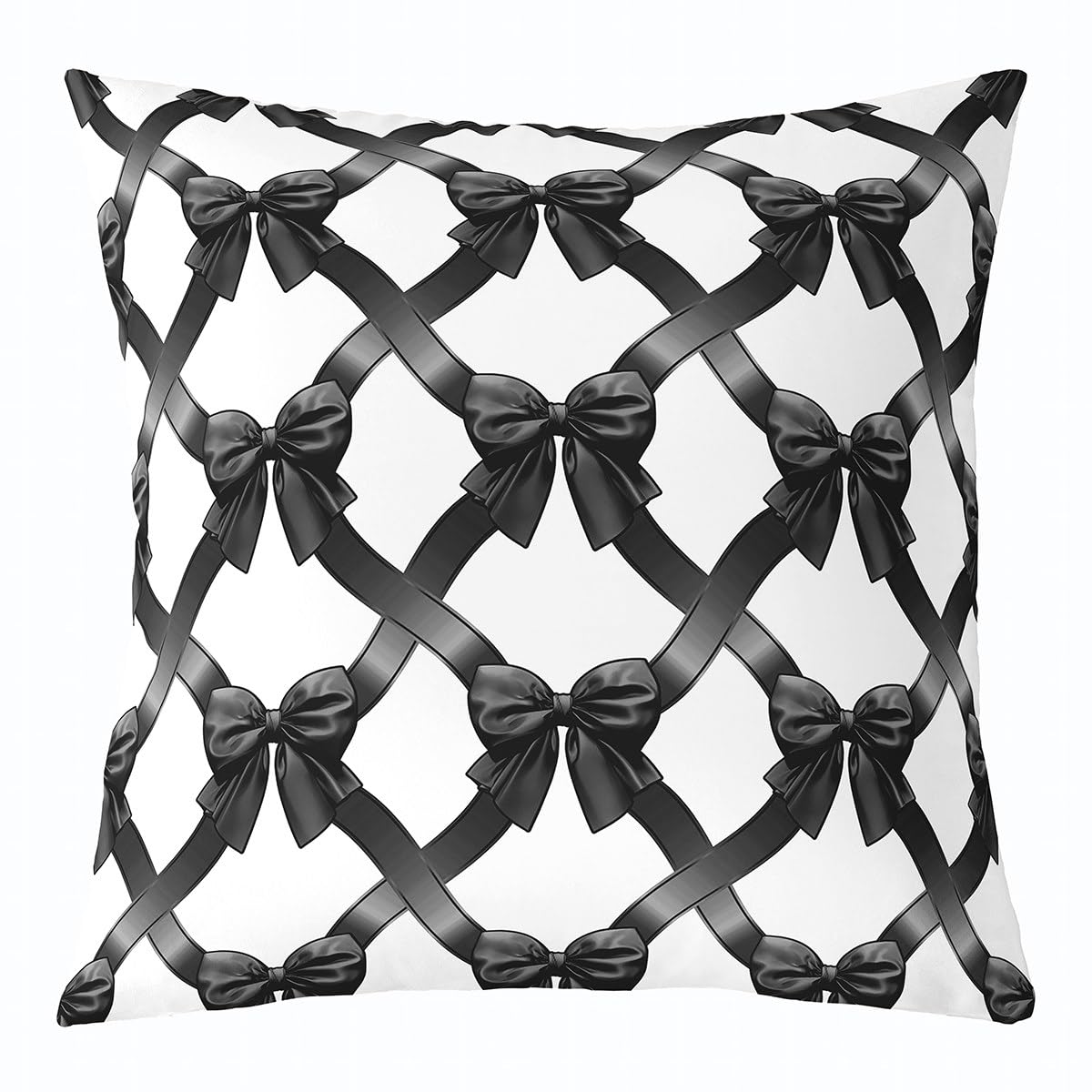 Housse de coussin réversible 45x45 cm à nœuds coquette pour lit d'adolescent