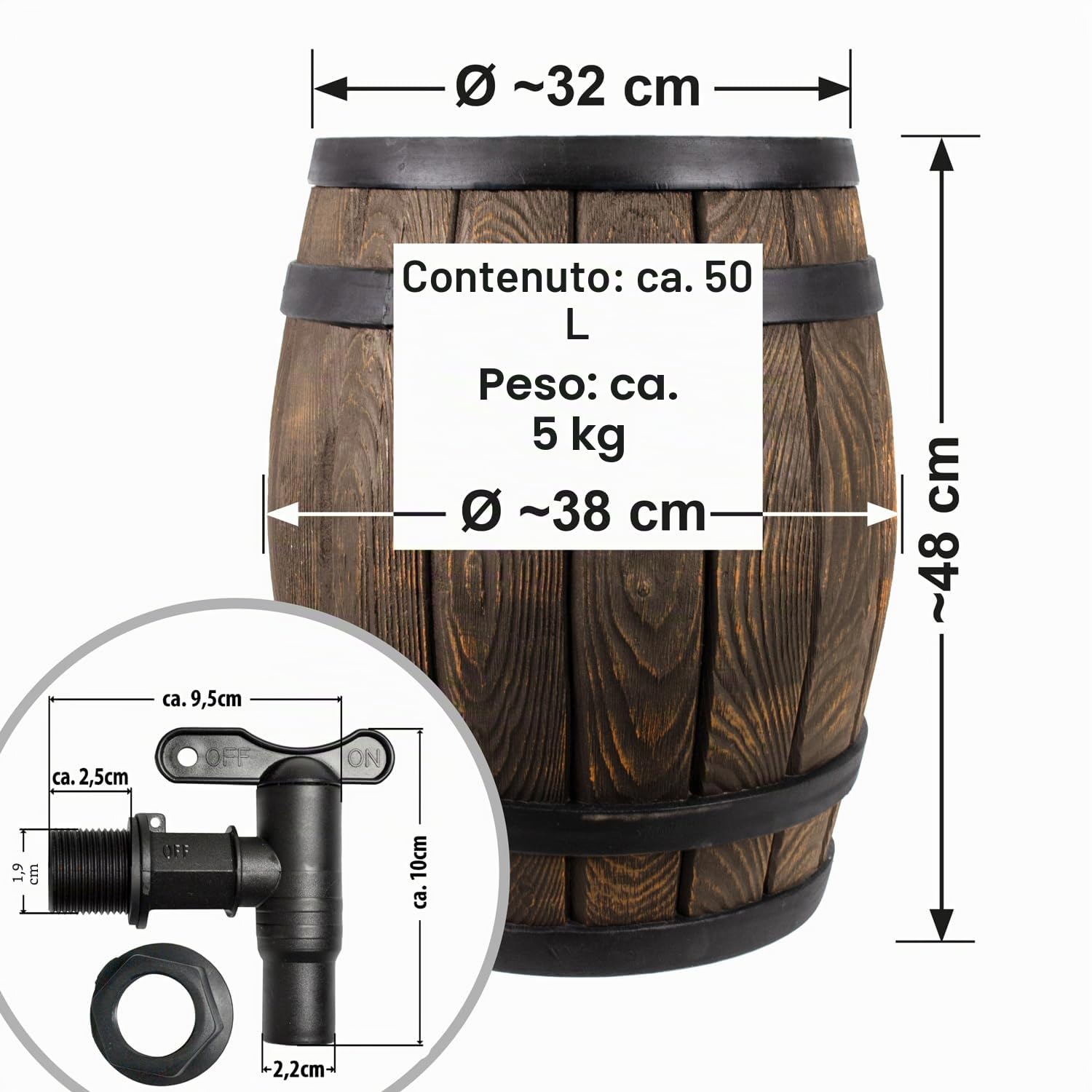 BARILE ACQUA PIOVANA/CONTENITORE ACQUA PIOVANA/RECIPIENTE ACQUA PIOVANA/BARILE PER ACQUA 2 * 50L come COLLETTORE DI ACQUA PIOVANA